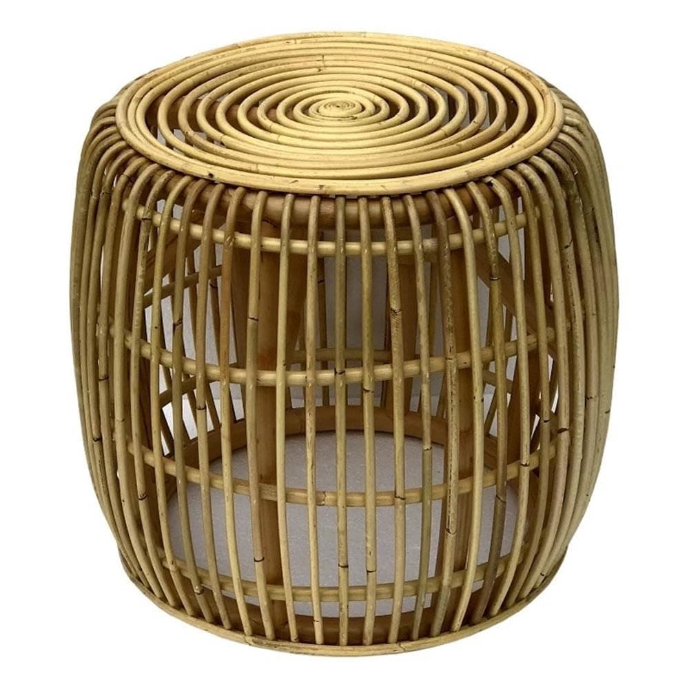D-ART COLLECTION Rattan Wicker Drum Table Accent End Table