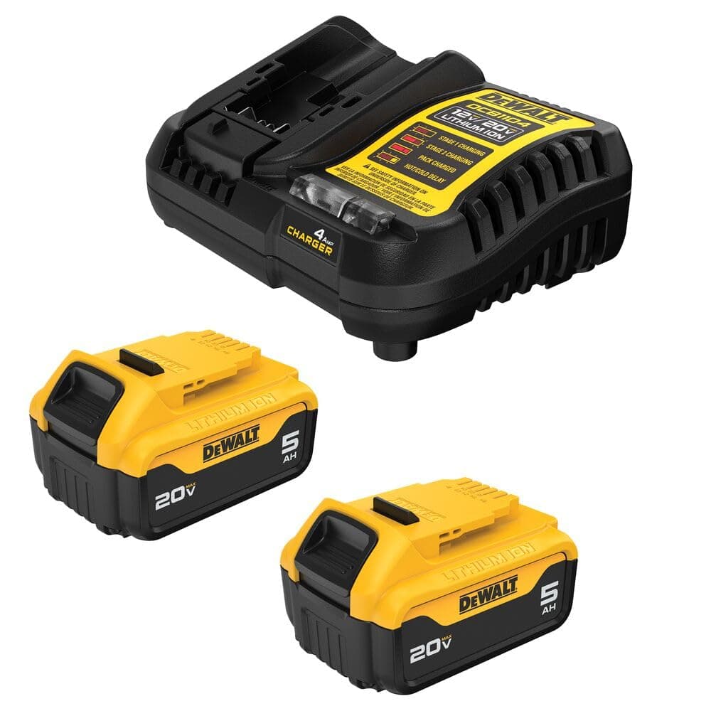 DEWALT 20V MAX 5.0 Ah Battery 2-Pack with Charger Starter Kit (DCB205-2C)