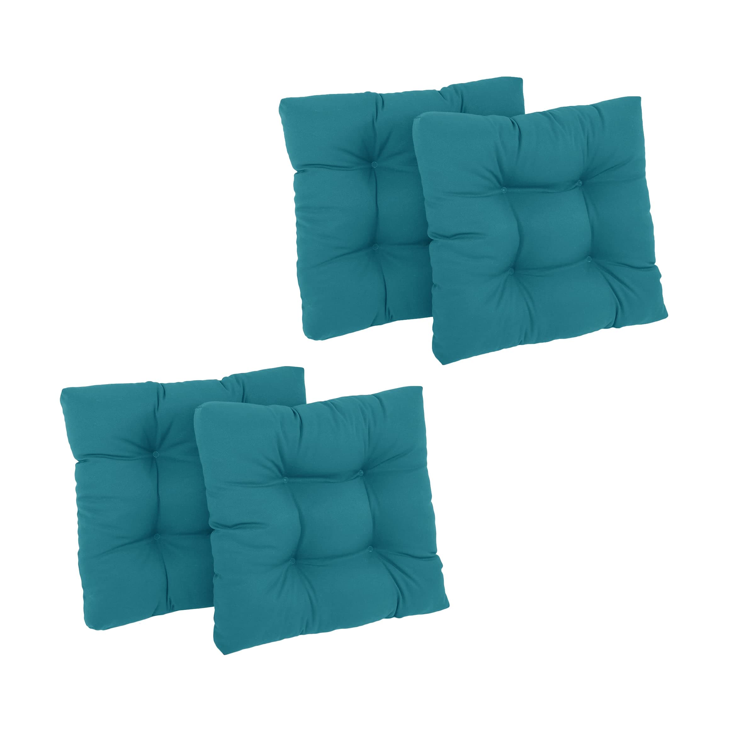 Blazing Needles 19-inch Twill Square Chair Cushion, 19" x 19", Aqua Blue 4 Count