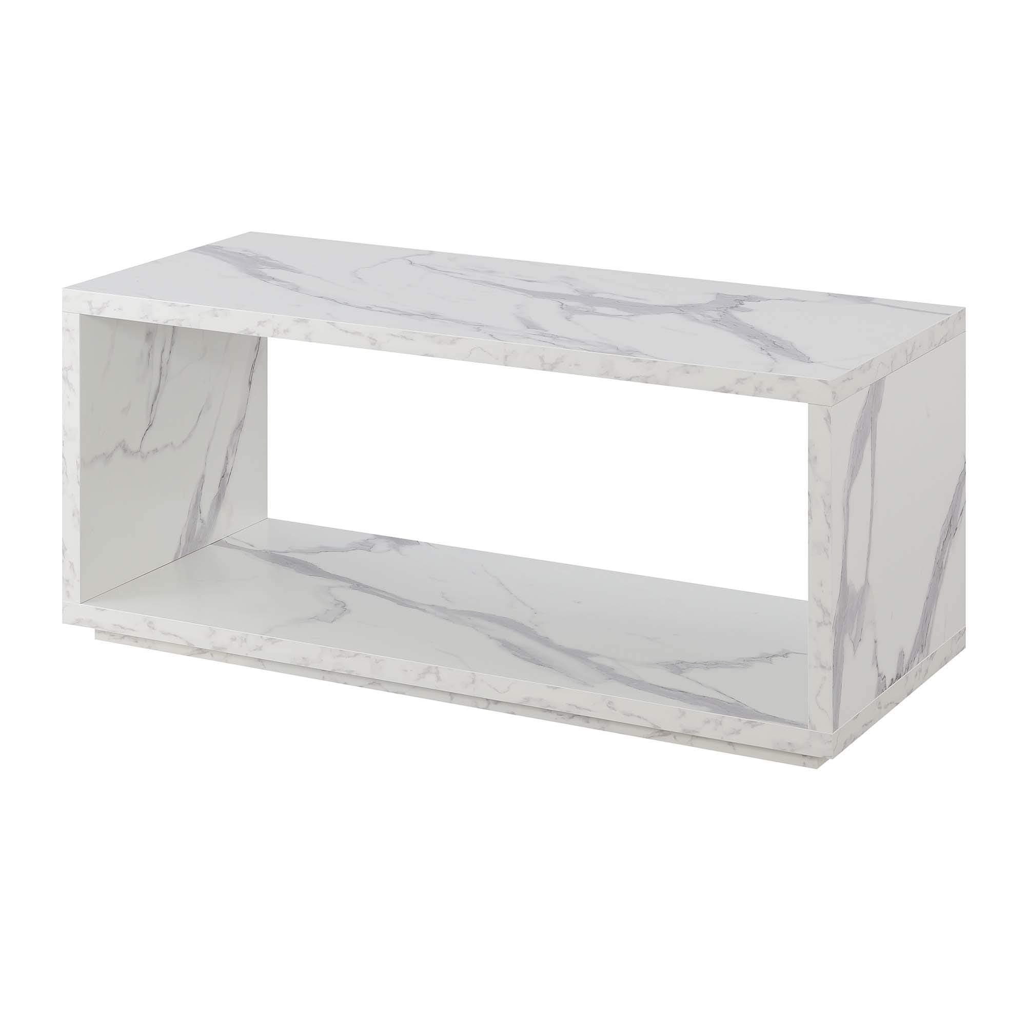Convenience Concepts Northfield Admiral Coffee Table with Shelf, Faux White Marble