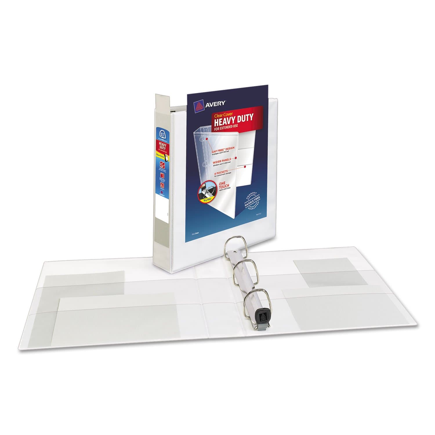 Avery 79195 Nonstick Heavy-Duty EZD Reference View Binder, 1-1/2in Capacity, White.