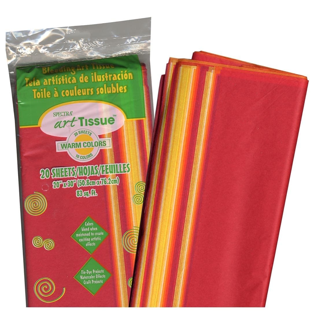 Pacon PAC58546 Spectra Bleeding Art Tissue Paper, 20" x 30", Warm Colors, 20 Sheets