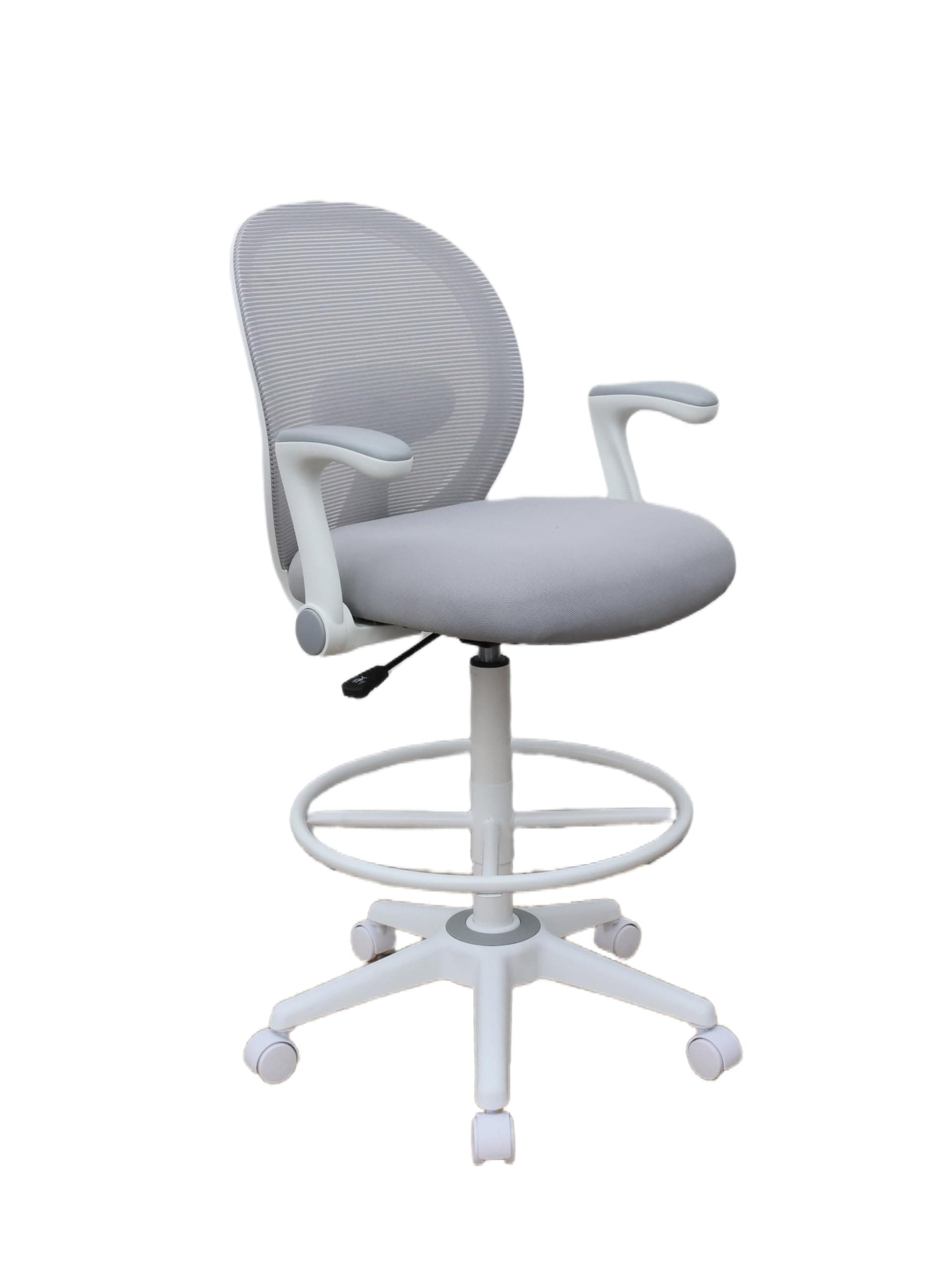 Boss Office Products Mesh Flip Arm Drafting Chair, Grey/White