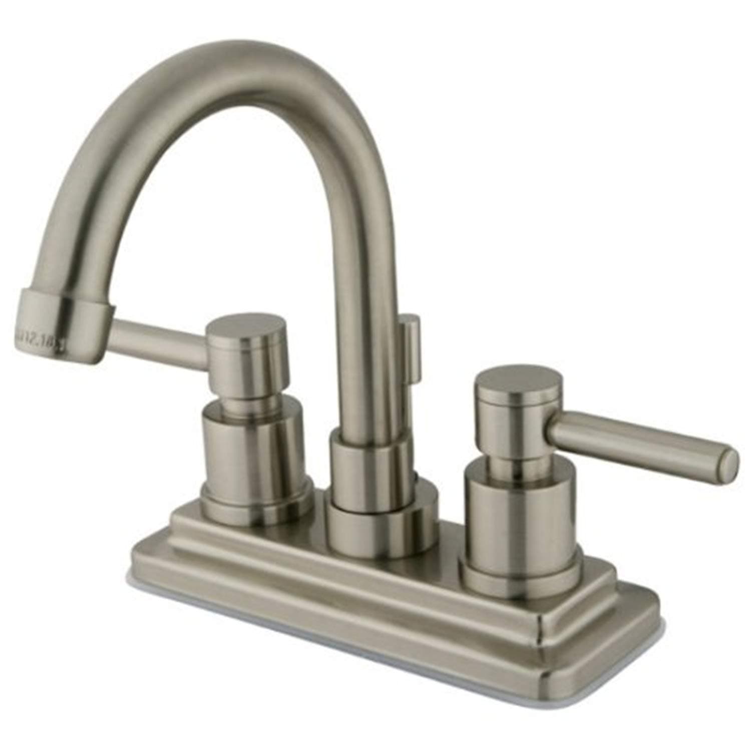 Kingston Brass KS8668DL Concord Twin Lever Handles 4" Lavatory Faucet, Satin Nickel, 4-7/8" Spout Reach