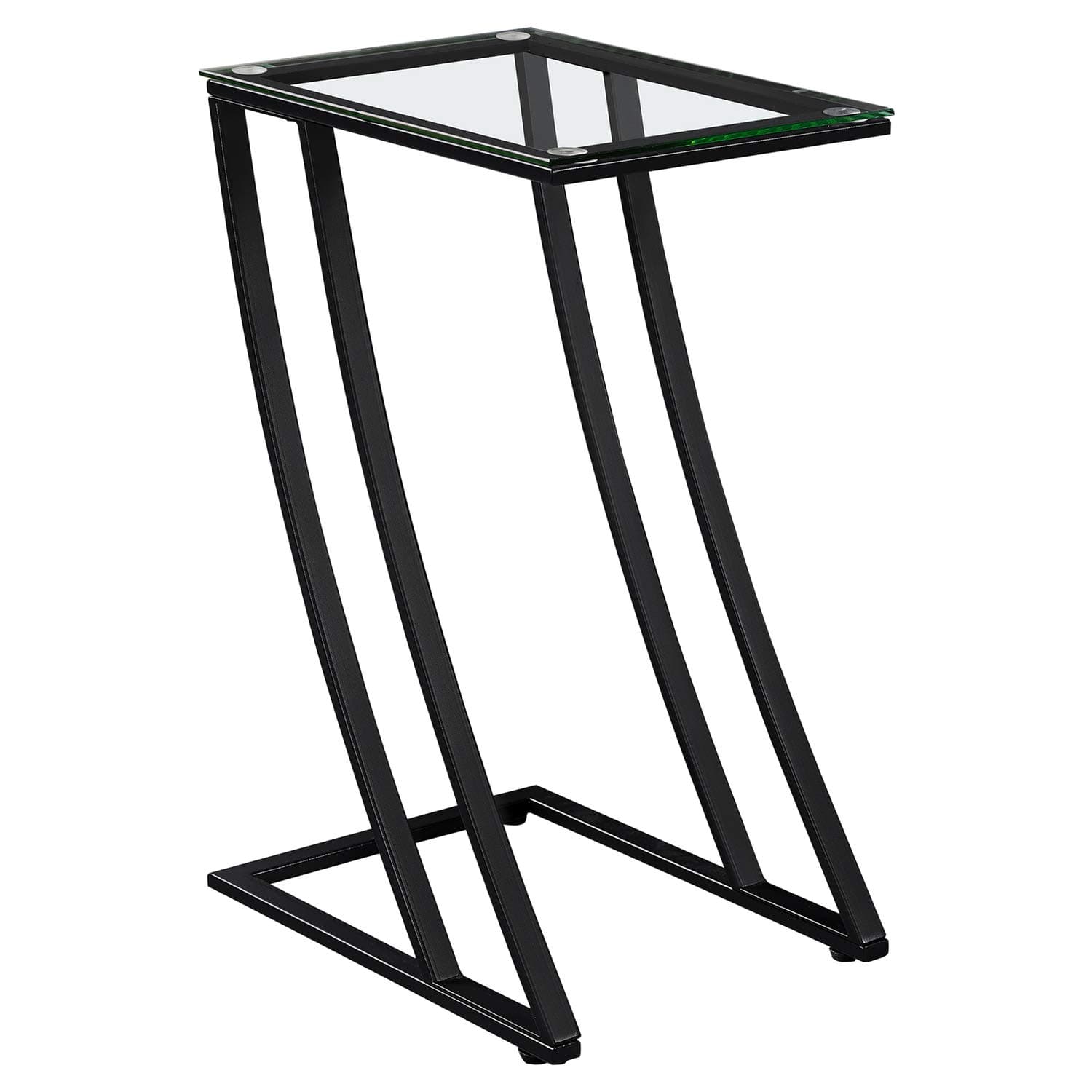 Monarch Specialties I 3089 Accent Table, C-Shaped, End, Side, Snack, Living Room, Bedroom, Metal, Tempered Glass, Black, Contemporary, Modern