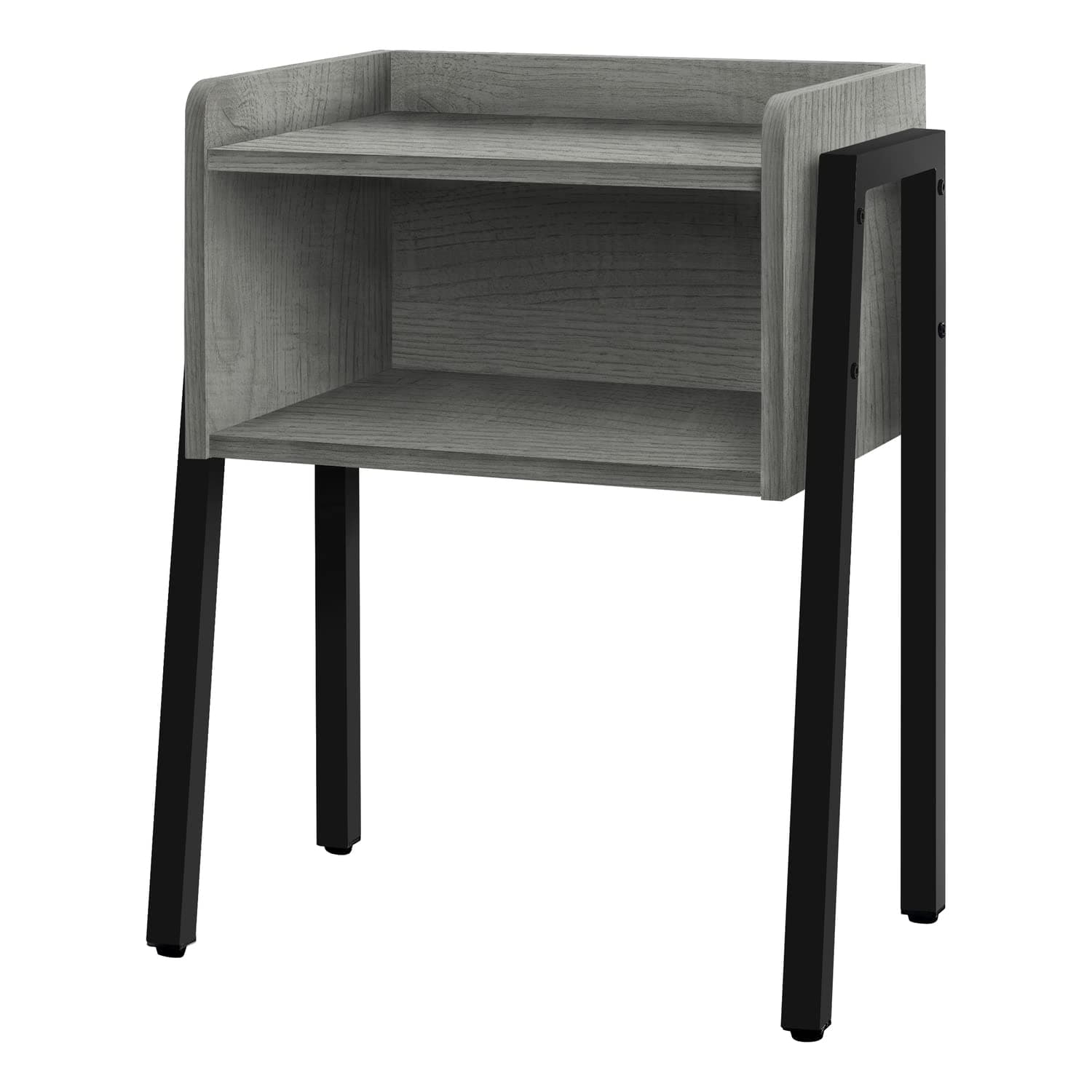 Monarch Specialties I 3591 Accent Table, Side, End, Nightstand, Lamp, Living Room, Bedroom, Metal, Laminate, Grey, Black, Contemporary, Modern