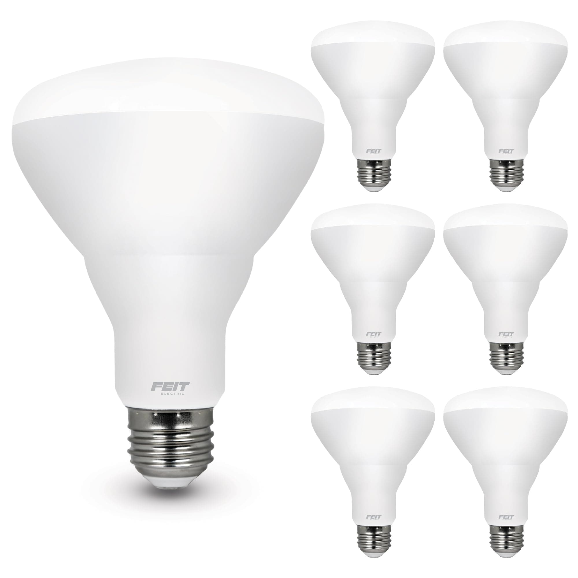 Feit Electric BR30 LED Light Bulbs, 100W Equivalent, Dimmable, E26 Standard Base, 80 CRI, 1400 Lumens, 2700K Soft White, 120V, 10 Years Lifetime, Damp Rated, 6 Pack, 100BR30DM82710KLED/6