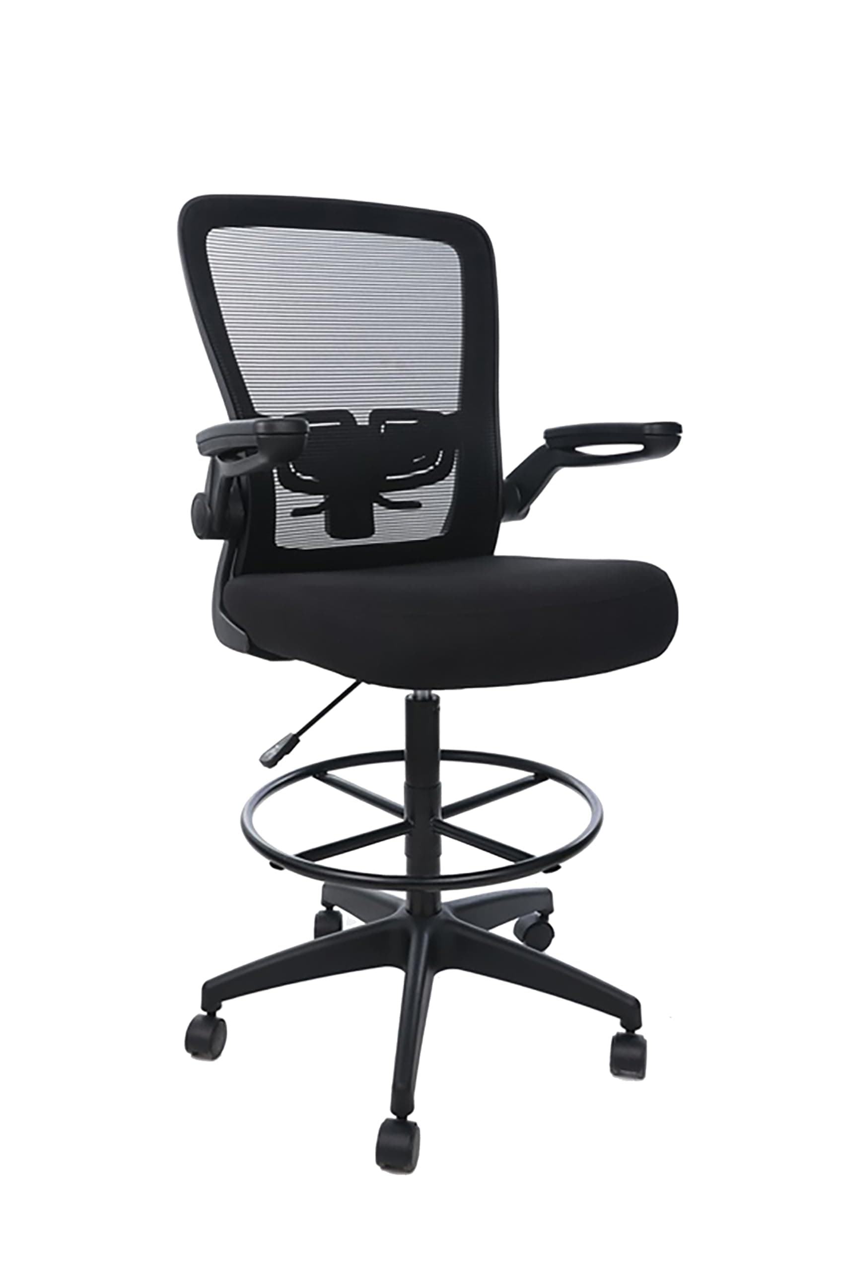 Boss Office Products Mesh Flip Arm Stool Drafting Chair, Black