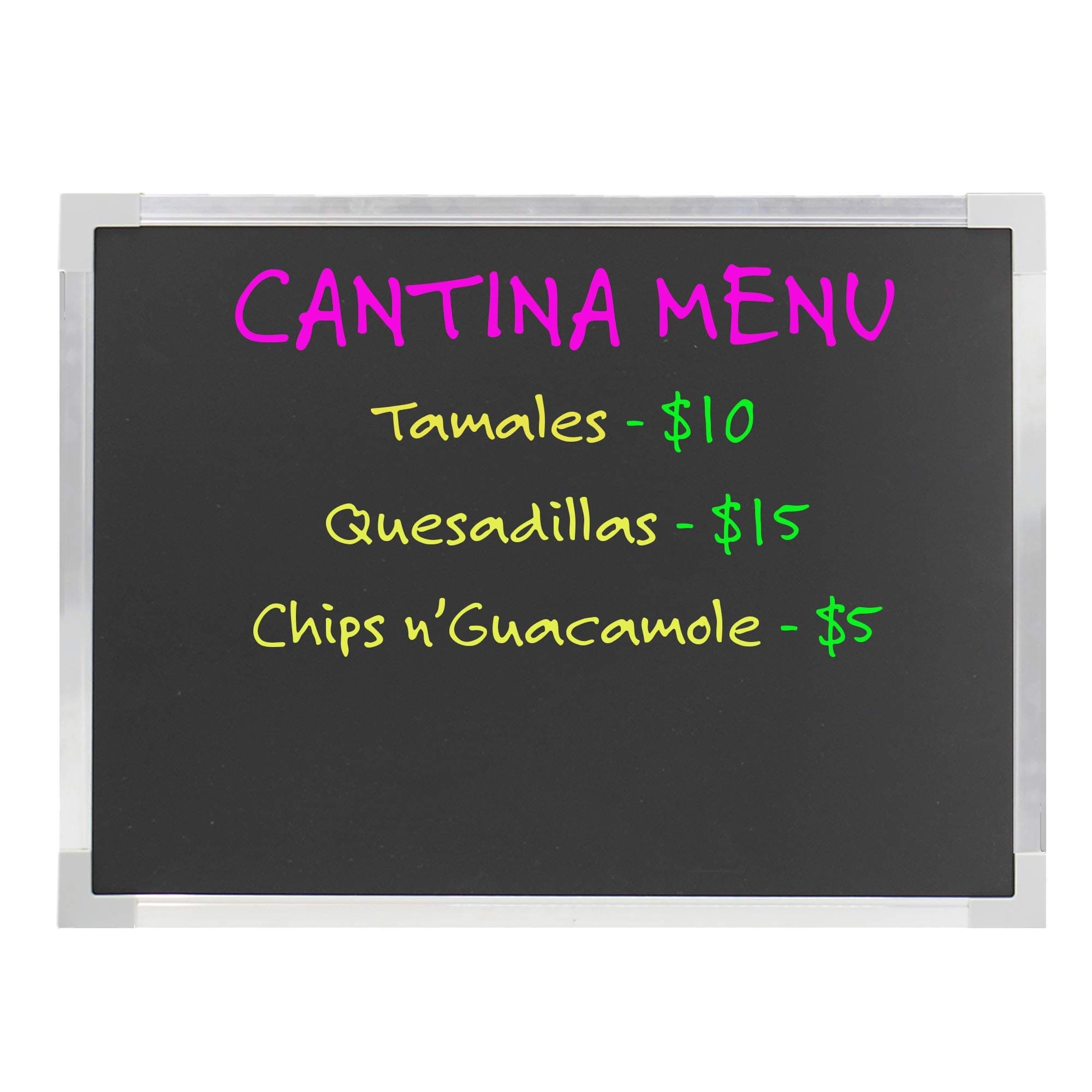Flipside Products 18" x 24" Aluminum Framed Black Dry Erase Board, Large Surface, Wall Decor, Sign, Wall Mount, Menu Board