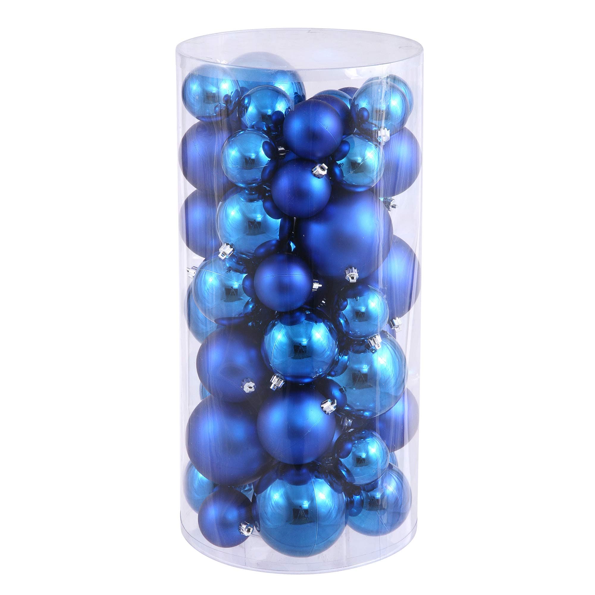 Vickerman Shiny and Matte Finishes, Shatterproof Christmas Ball Ornaments, 50 per Box, 1.5" x 2", Blue
