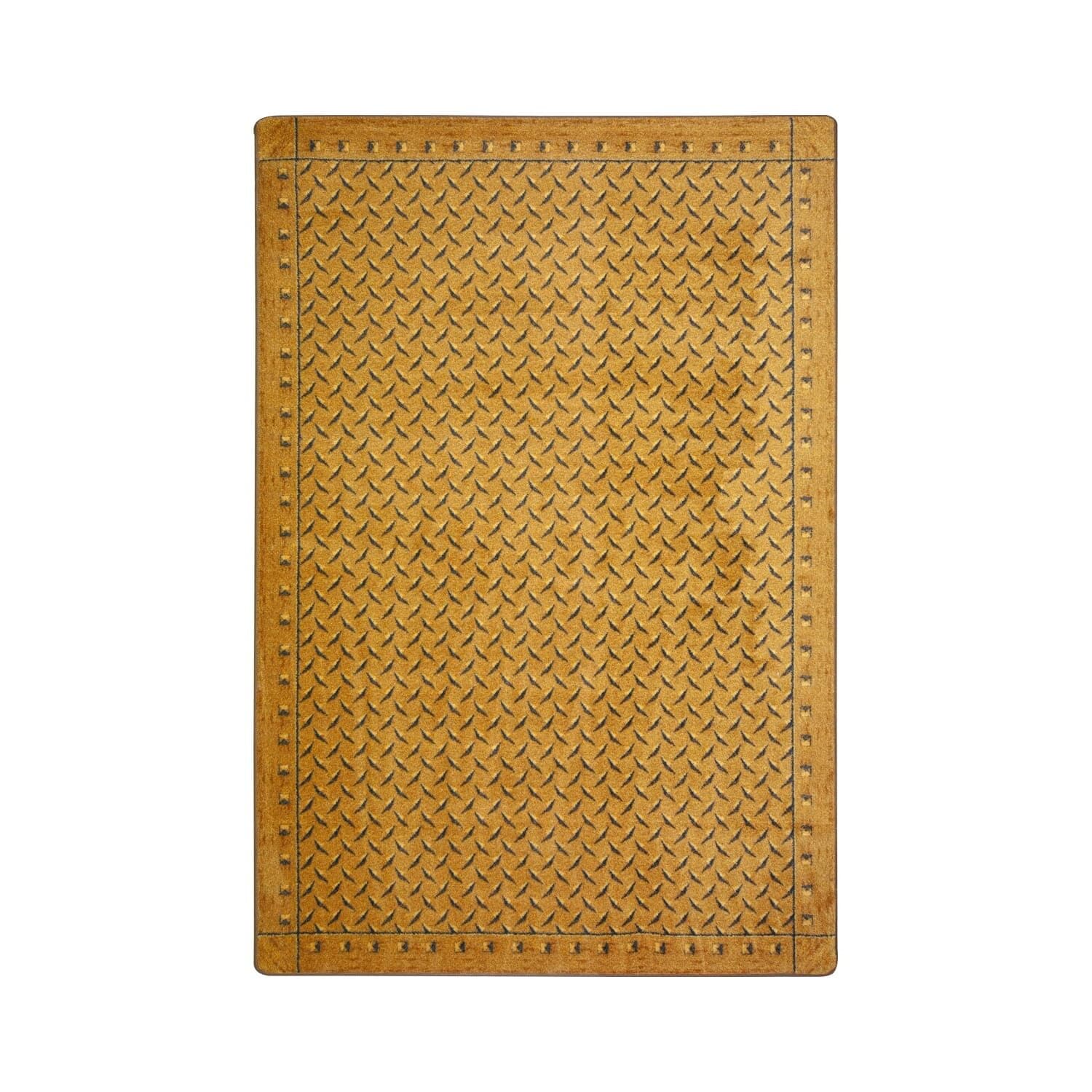 Joy Carpets Kaleidoscope Diamond Plate Whimsical Area Rugs, Gold
