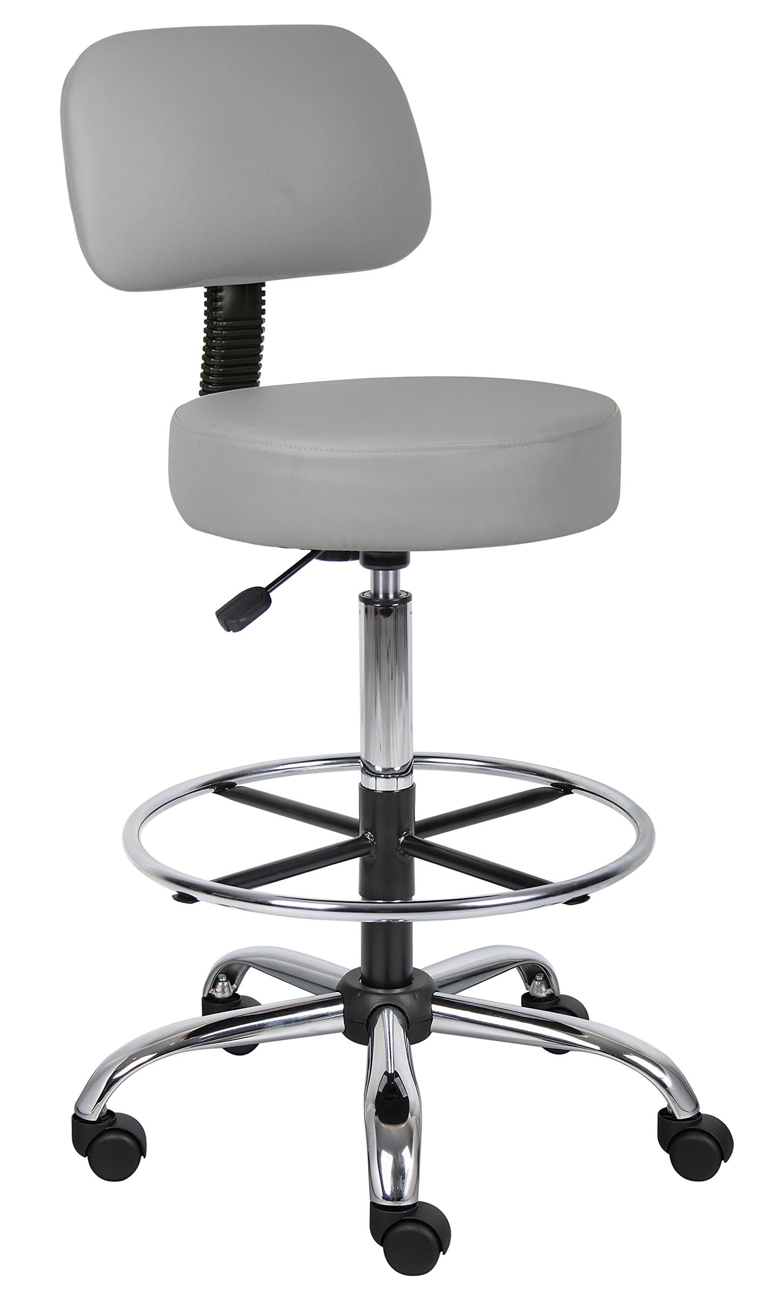 Boss Office Products B16245-GY Drafting Stool with Back Cushion, Grey