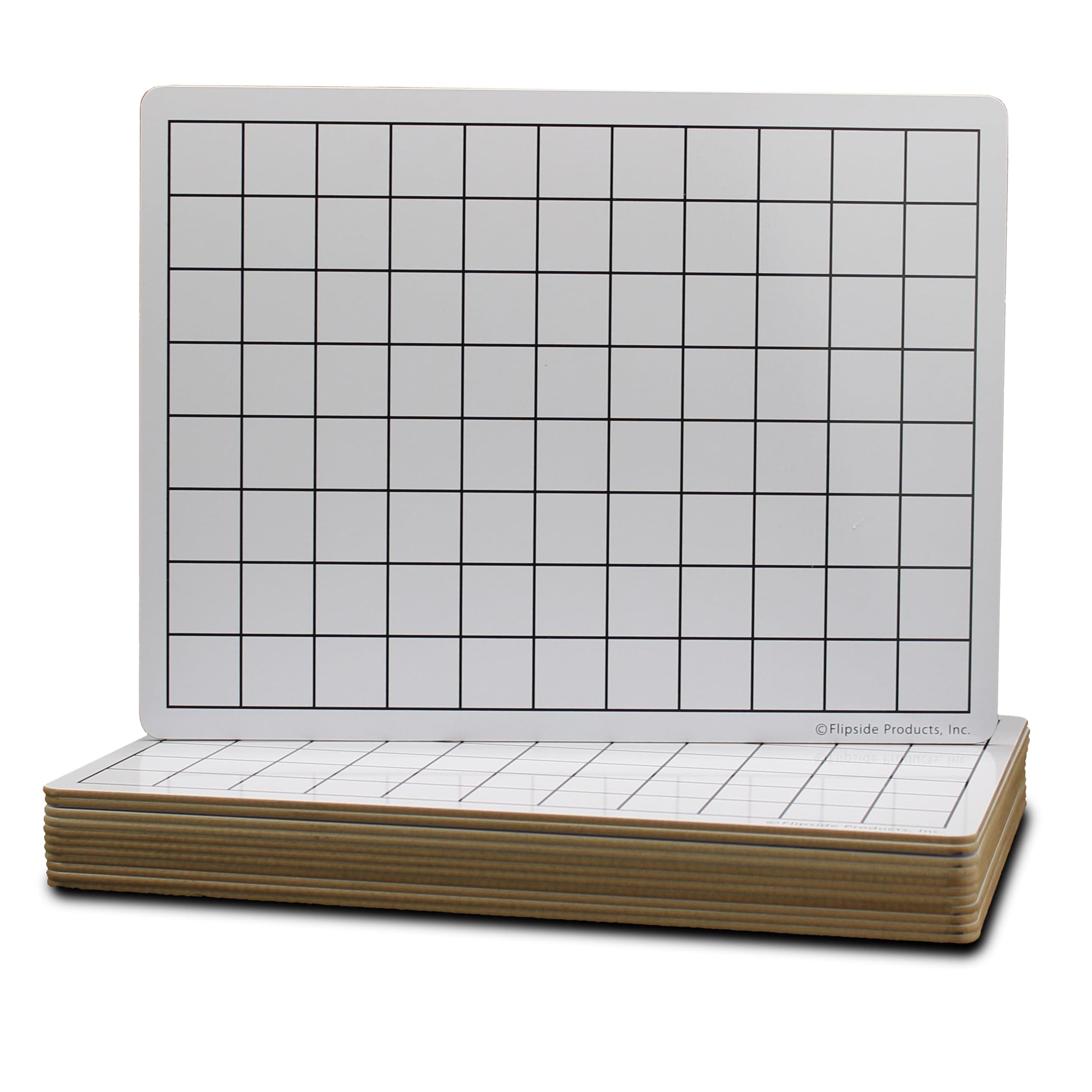 Flipside Products 9" x 12" Two Sided Dry Erase 1" Squares Grid Board, Math Manipulatives, Students and Classroom, Grid, Home School, Lap Board, Pack of 12