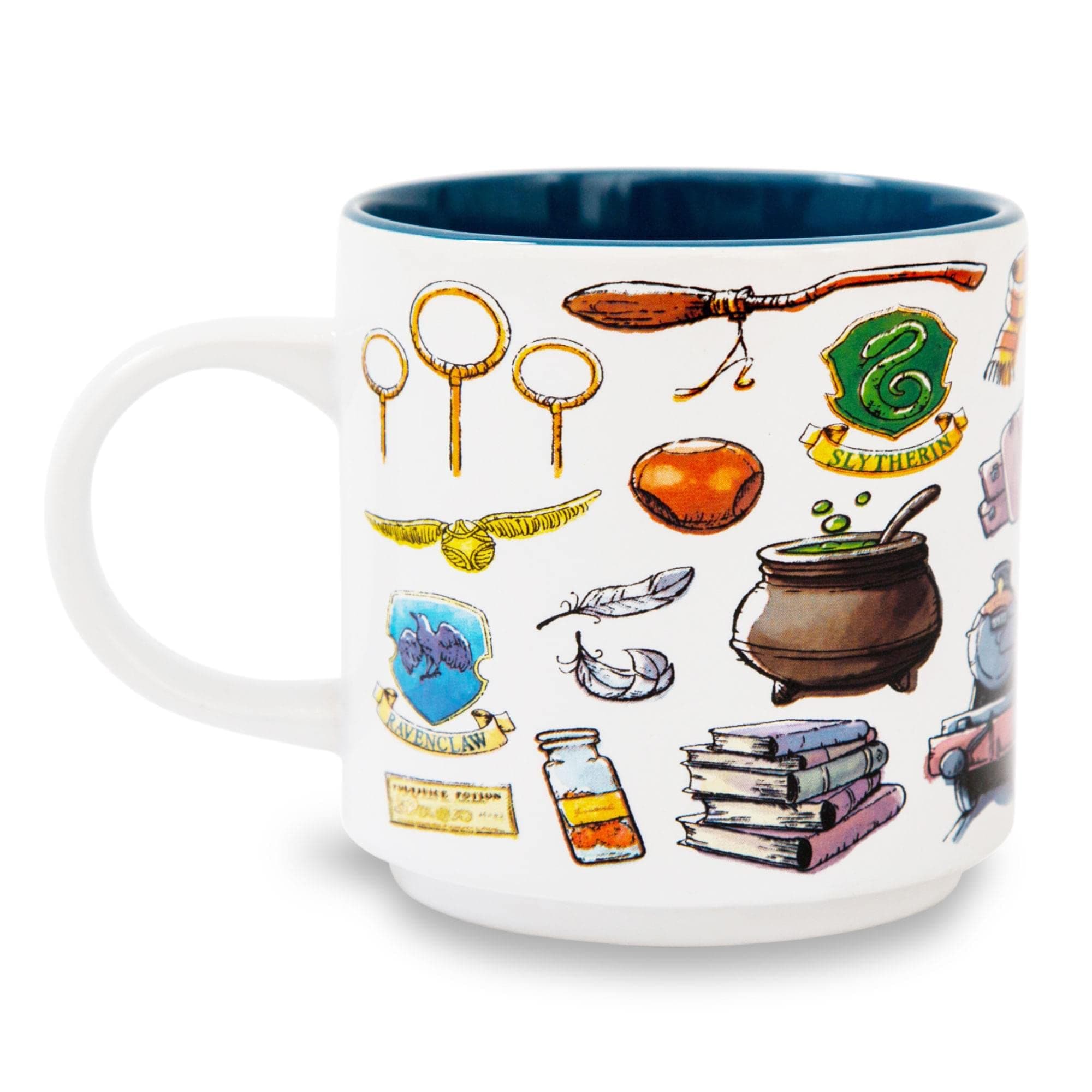 Harry Potter Hogwarts Allover Icons Ceramic Stacking | Large Coffee Cup for Espresso, Caffeine, Beverages, Home & Kitchen Essentials | Wizarding World Gifts and Collectibles | Holds 13 Ounces