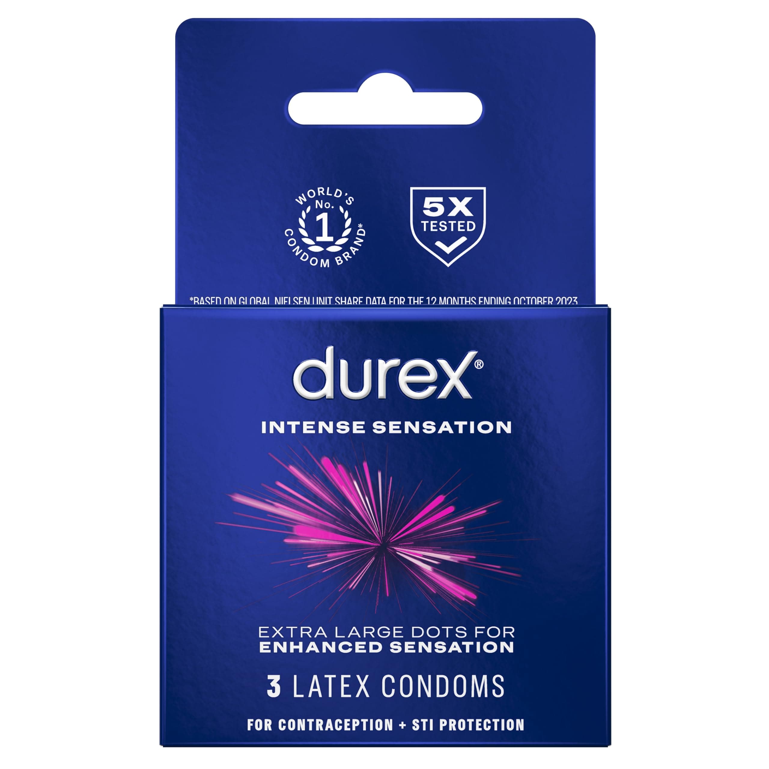 Durex Intense Sensation Dotted Premium Condoms, 3 Count