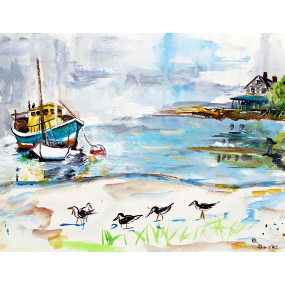 Betsy Drake DM445 Boats & Sandpipers Door Mat,18" X26"