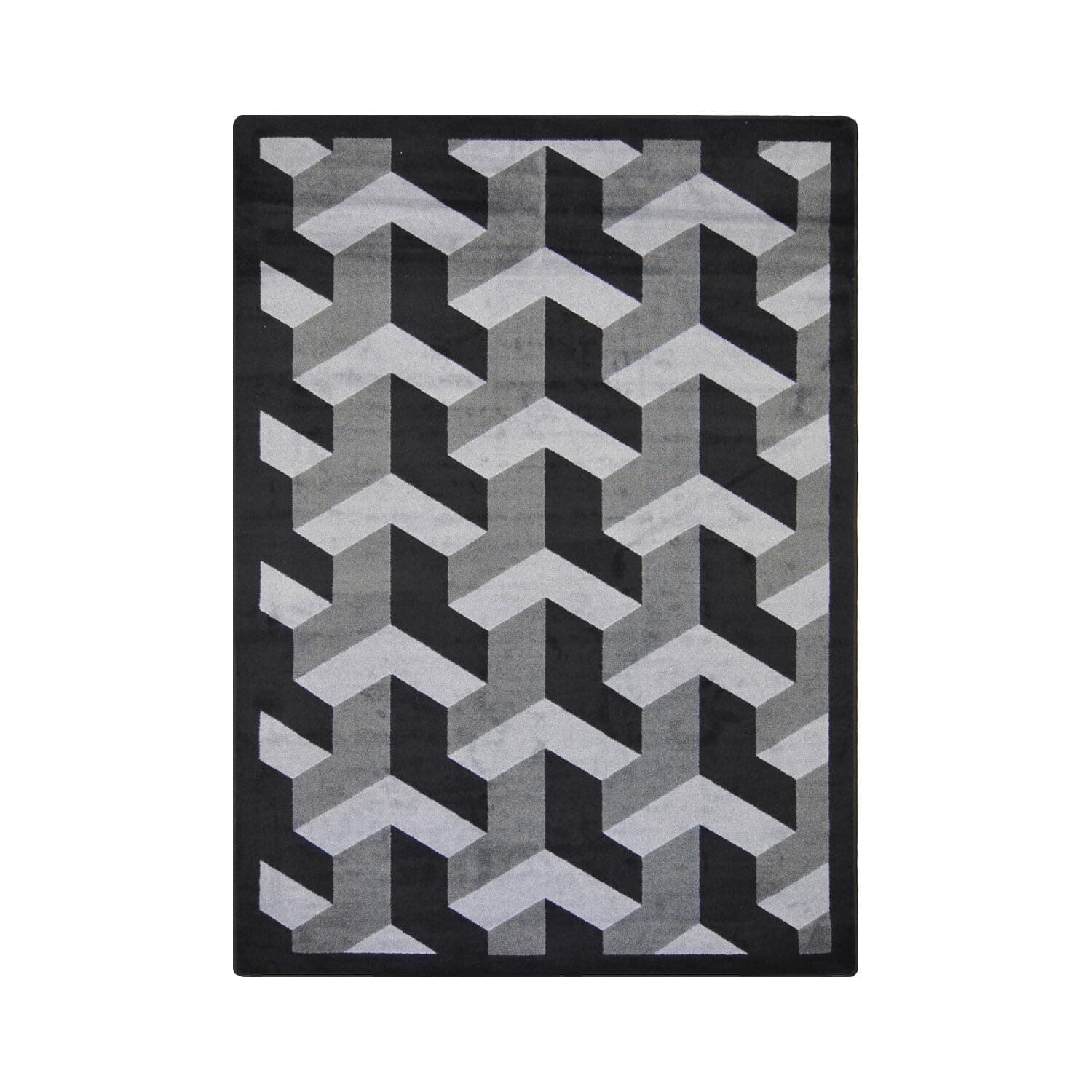 Joy Carpets Kaleidoscope Rooftop Whimsical Area Rugs, Black