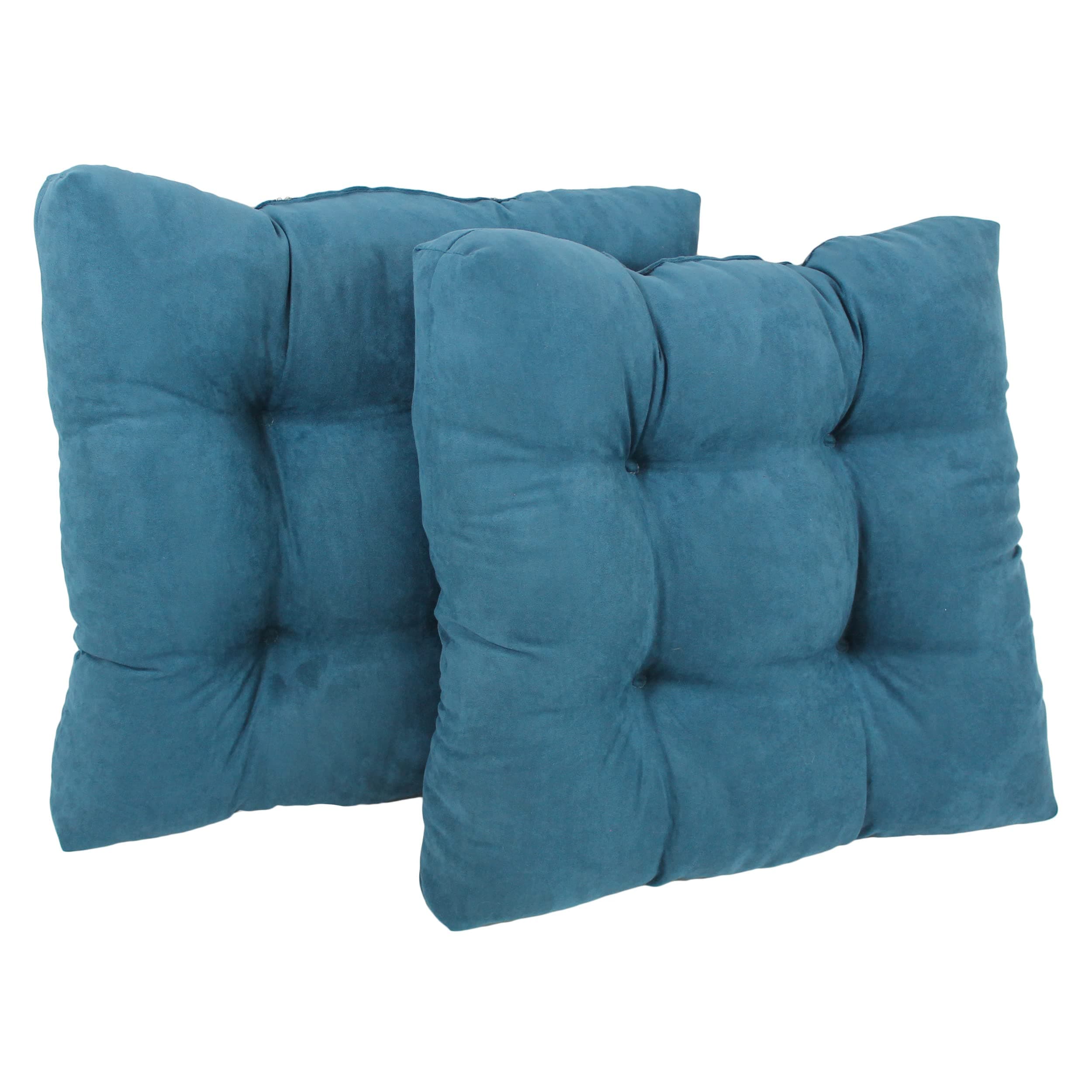 Blazing Needles 19-inch Squared Microsuede Chair Cushion, 19" x 19", Teal 2 Count