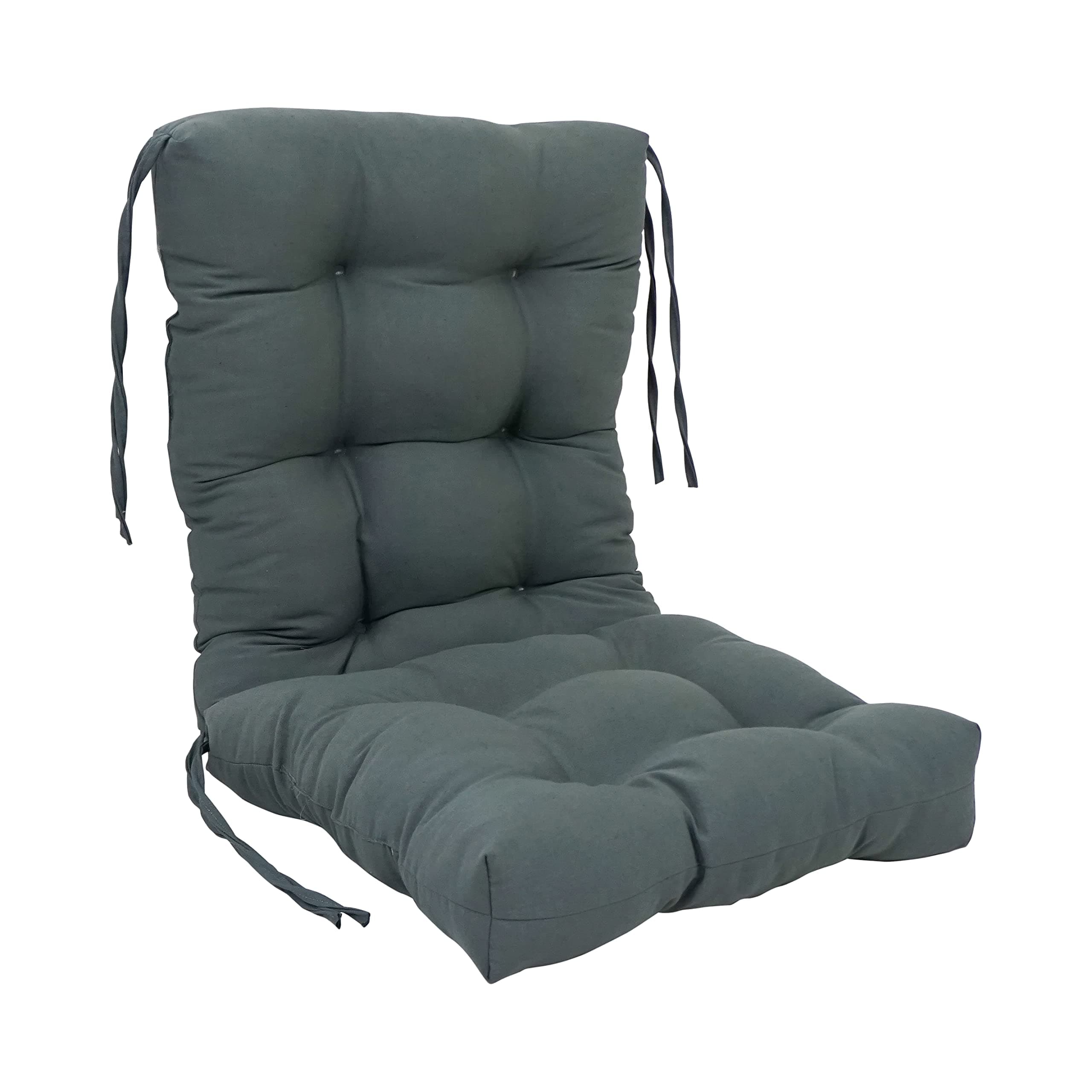 Blazing Needles 18-inch by 38-inch Twill Seat/Back Tufted Chair Cushion, 18" x 38", Steel Grey, 1 Count