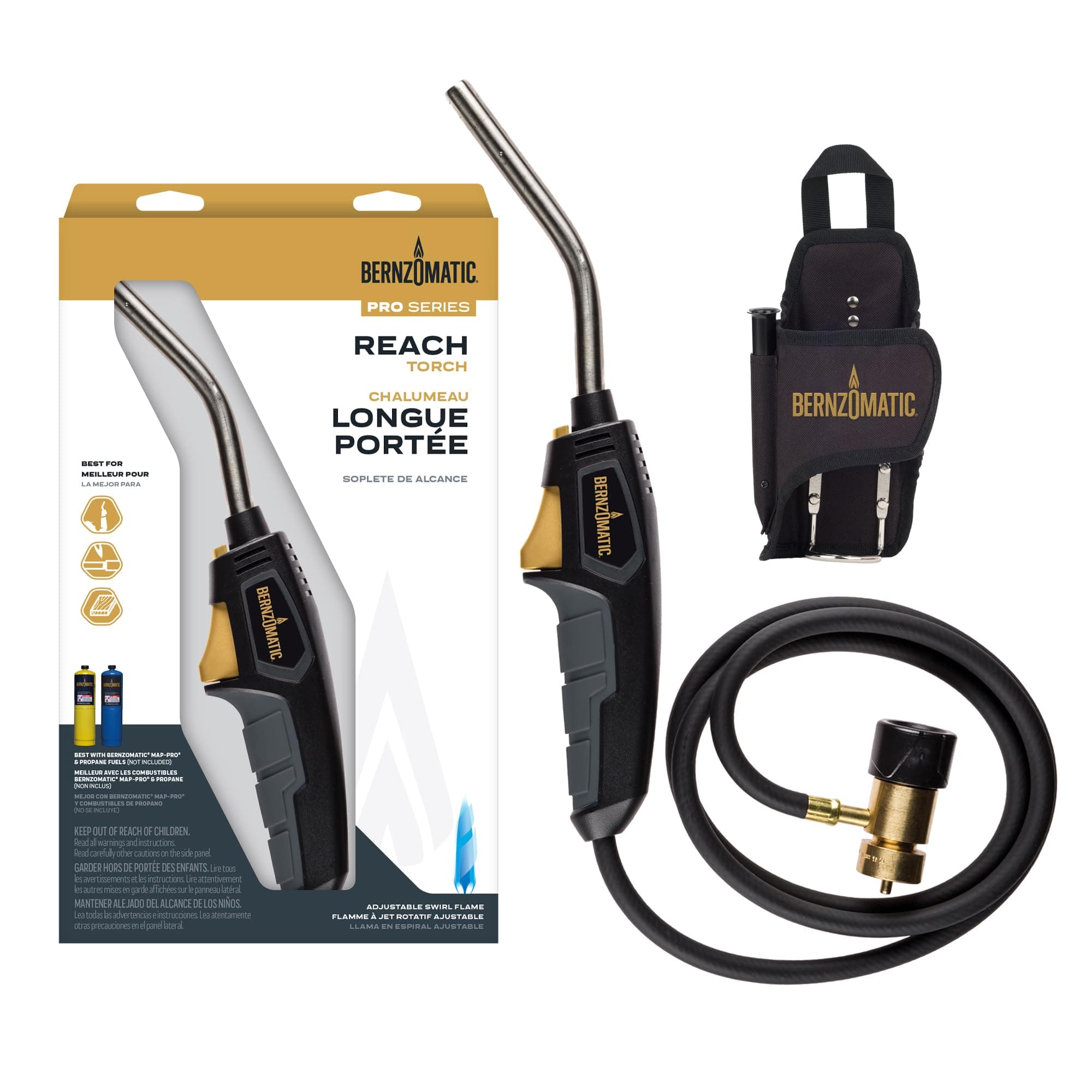 Bernzomatic BZ8250HT Reach Hose Torch, Trigger-Start Hose Torch with Included Holster for Fuel Canister, Red (8250 Reach Torch)