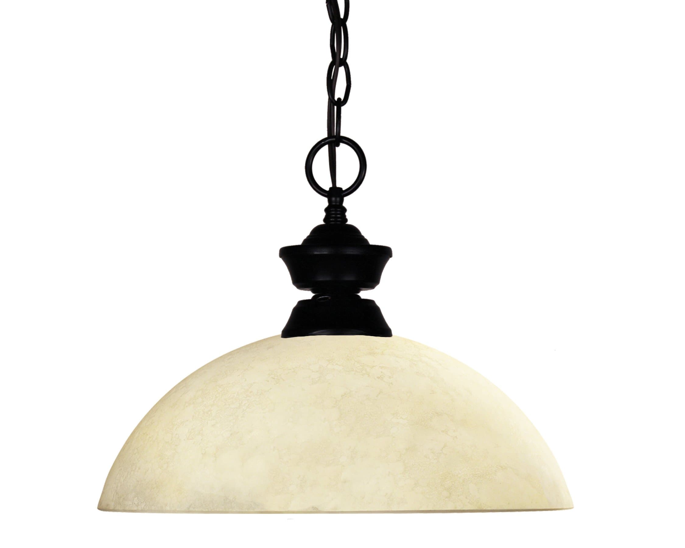 Z-Lite 100701MB-DGM14 Windsor One Light Pendant, Steel Frame, Matte Black Finish and Golden Mottle Shade of Glass Material