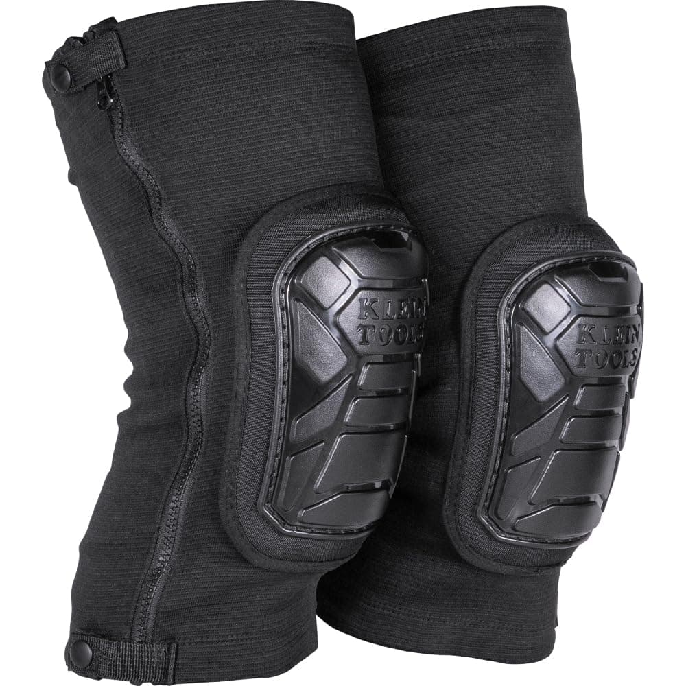 Klein Tools 60850 Tough-Flex Knee Sleeves for Work, Construction, Low-Profile Sleeve with Zipper, Gel-Like Foam, Black, XL/XXL