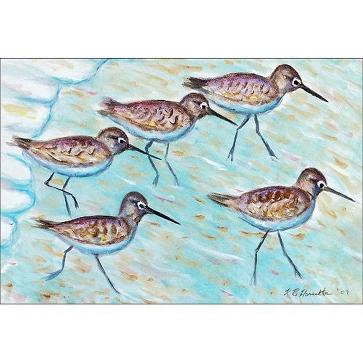Betsy Drake DM269 Coastal Sandpipers Door Mat, 18" x 26"