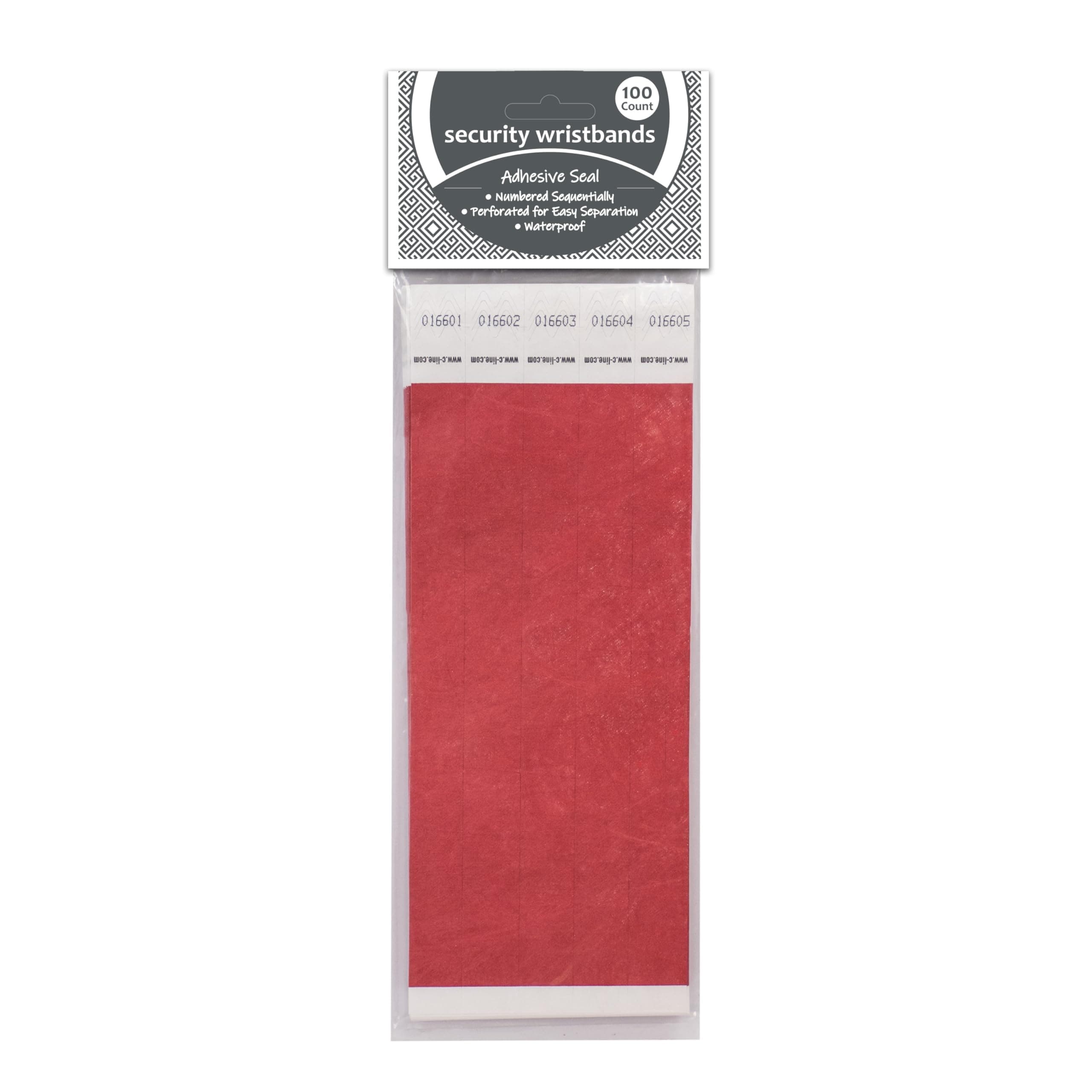 C-Line Dupont Tyvek Security Wristbands, Red, 100-Pack (89104)