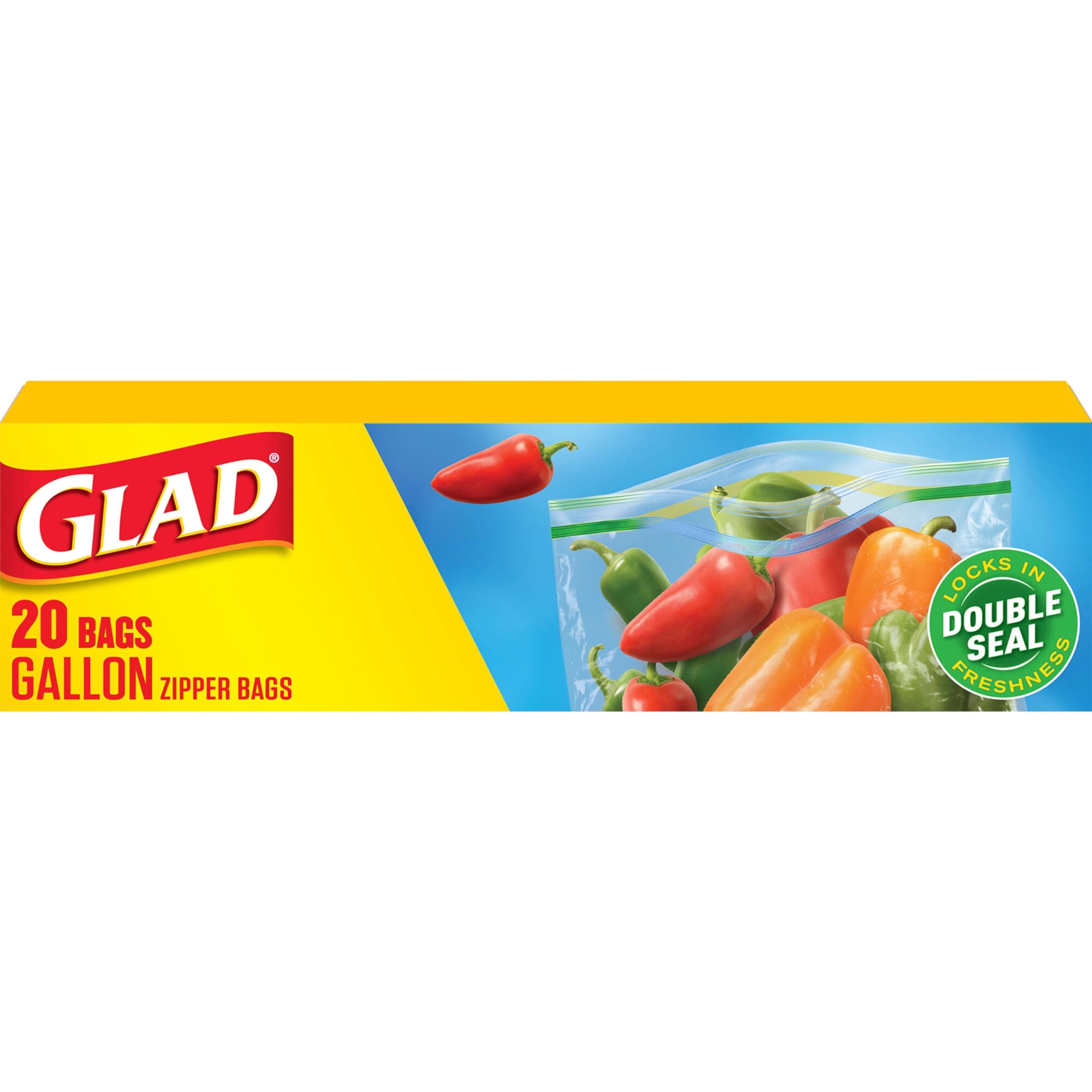 Glad Zipper Food Storage Zipper Bags - Gallon - 20 Count