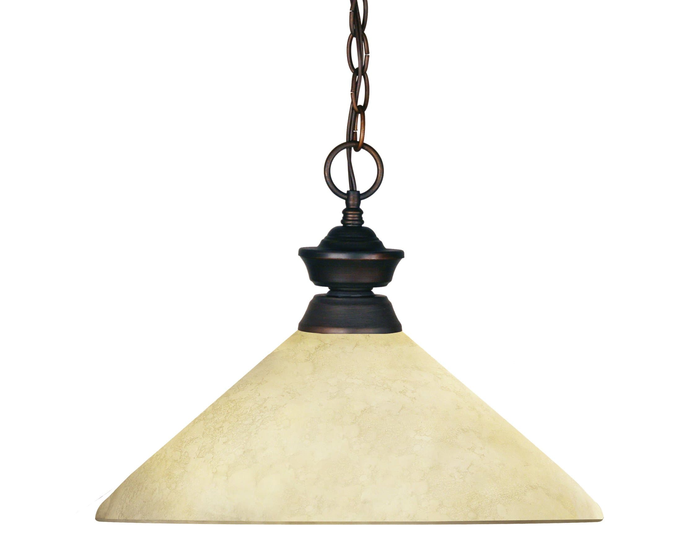 Z-Lite 100701OB-AGM14 Riviera One Light Pendant, Steel Frame, Olde Bronze Finish and Golden Mottle Shade of Glass Material