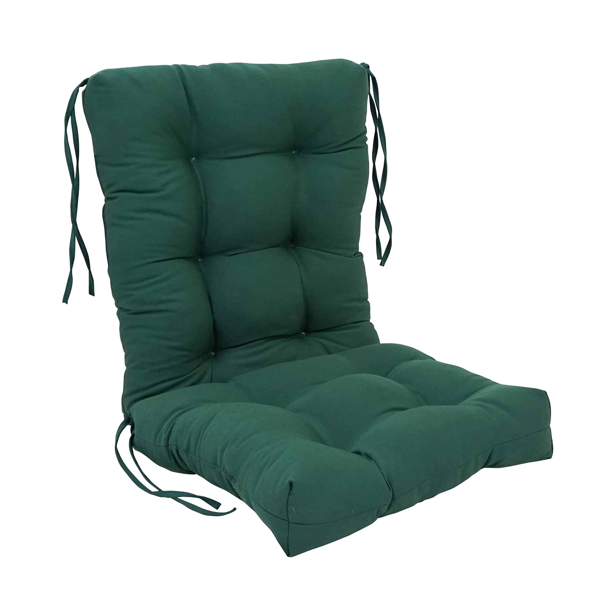 Blazing Needles 18-inch by 38-inch Twill Seat/Back Tufted Chair Cushion, 18" x 38", Forest Green, 1 Count