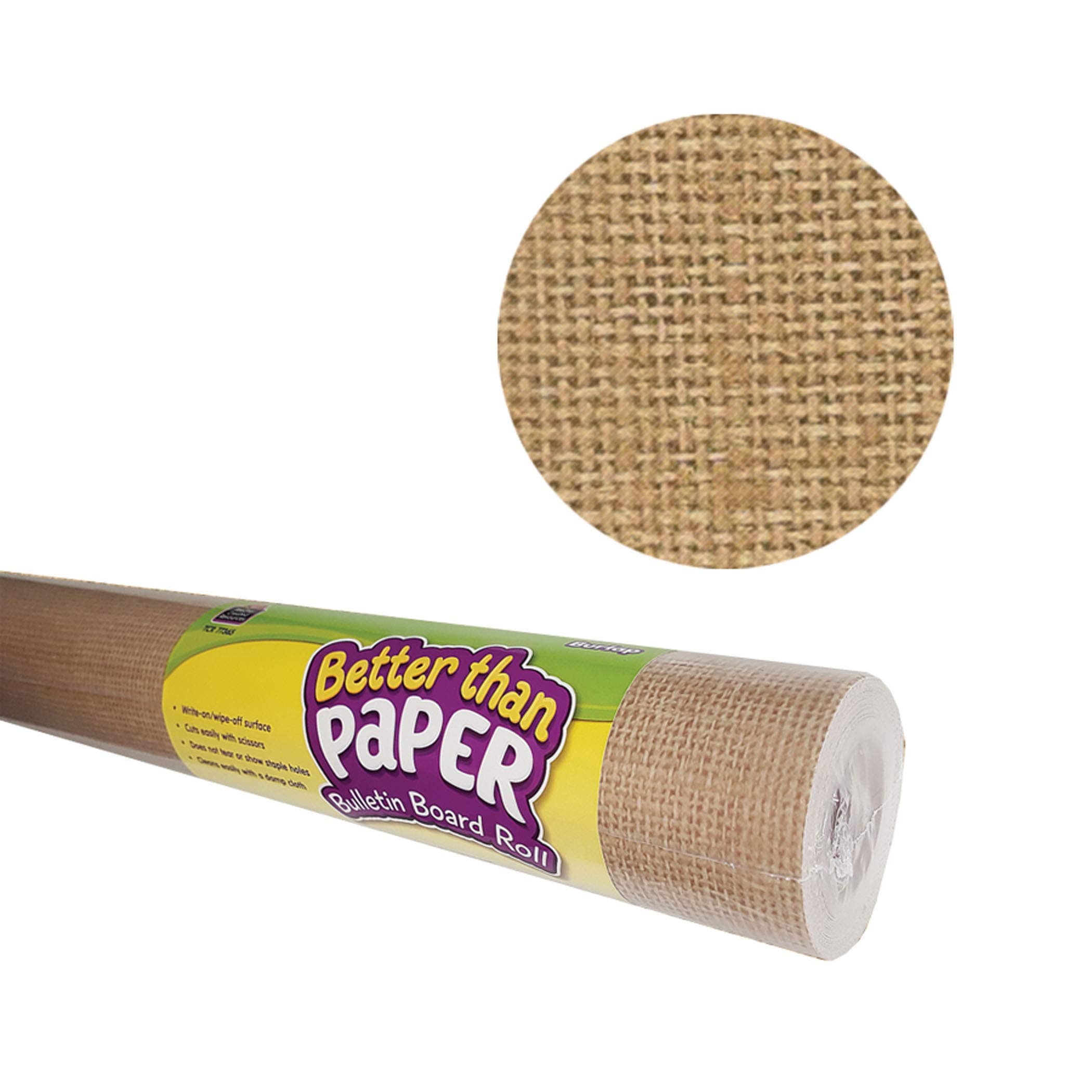 Teacher Created Resources Better Than Paper Bulletin Board Roll, 4' x 12', Burlap, 4 Rolls (TCR6330)