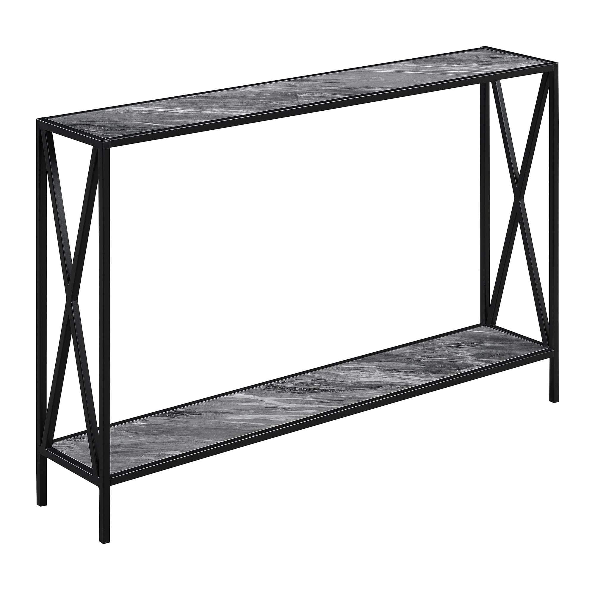 Convenience Concepts Tucson Console Table 47.25" - Modern Narrow Sofa Display Accent with Storage Shelf for Contemporary Living Room, Entryway, & Hallway, Gray Faux Marble