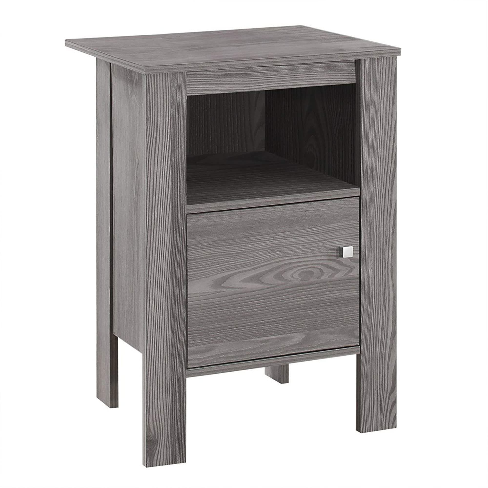 Monarch Specialties I 2138 Accent Table, Side, End, Nightstand, Lamp, Storage, Living Room, Bedroom, Laminate, Grey, Transitional