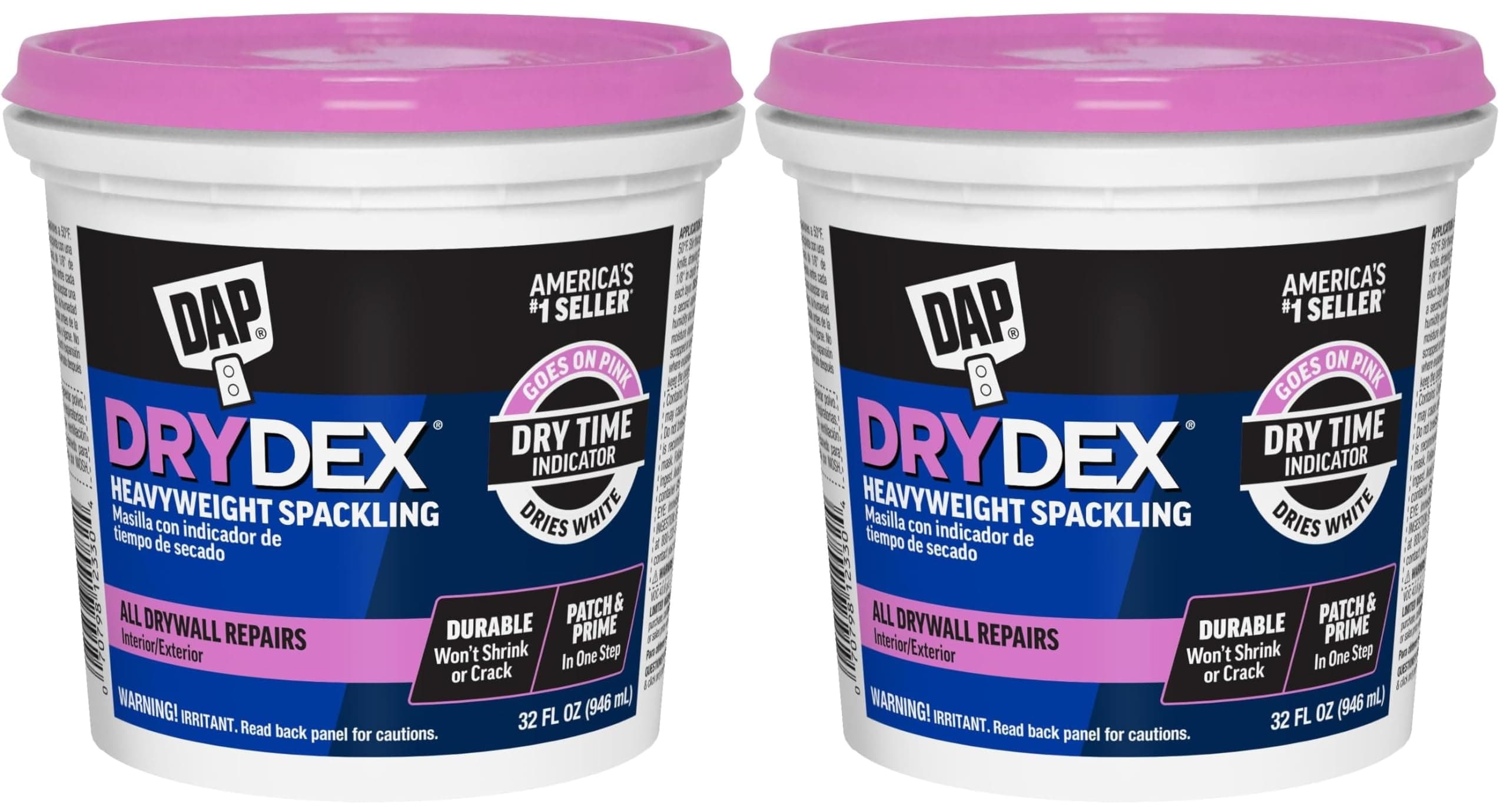 1 qt DAP 12330 DryDex Interior/Exterior Spackling- Pack of 2