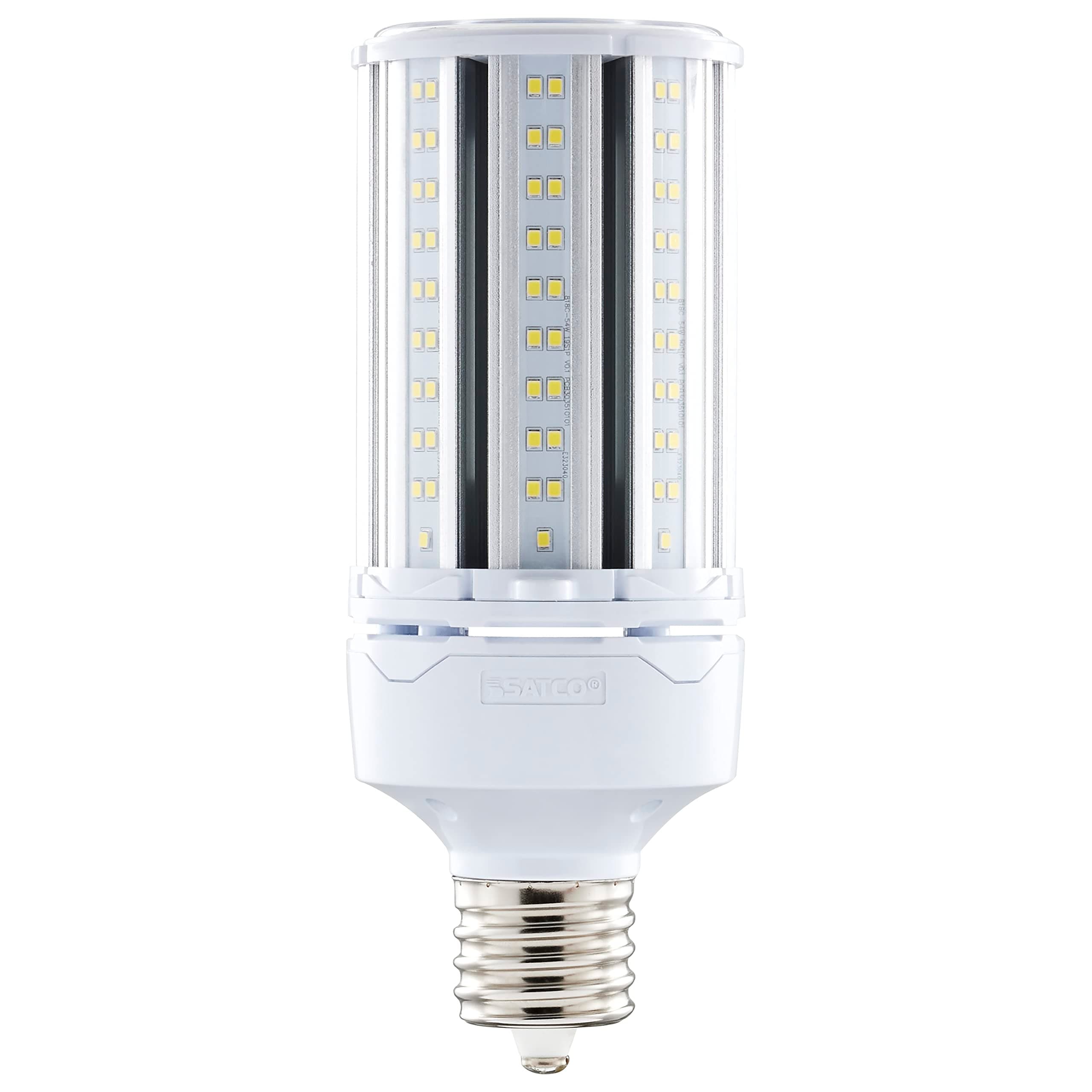 Satco S49394 Hi-Pro High Lumen LED Corncob Light Bulb, HID Replacement, 54 Watts, 5000K White, 7452 Lumen, 120-277V, Damp Location, Non-Dimmable