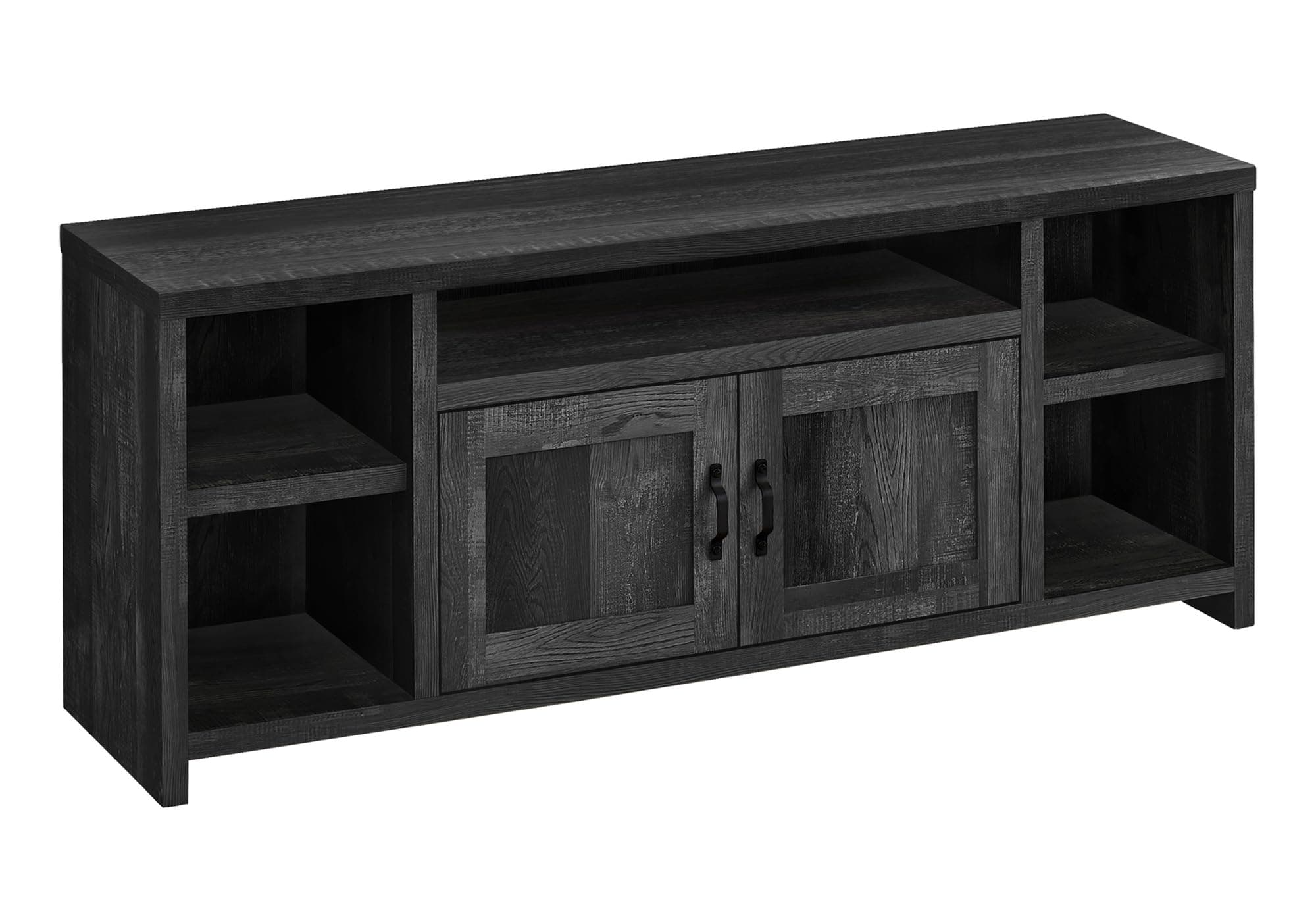 Monarch Specialties I 2743 Tv Stand, 60 Inch, Console, Media Entertainment Center, Storage Cabinet, Living Room, Bedroom, Laminate, Black, Transitional