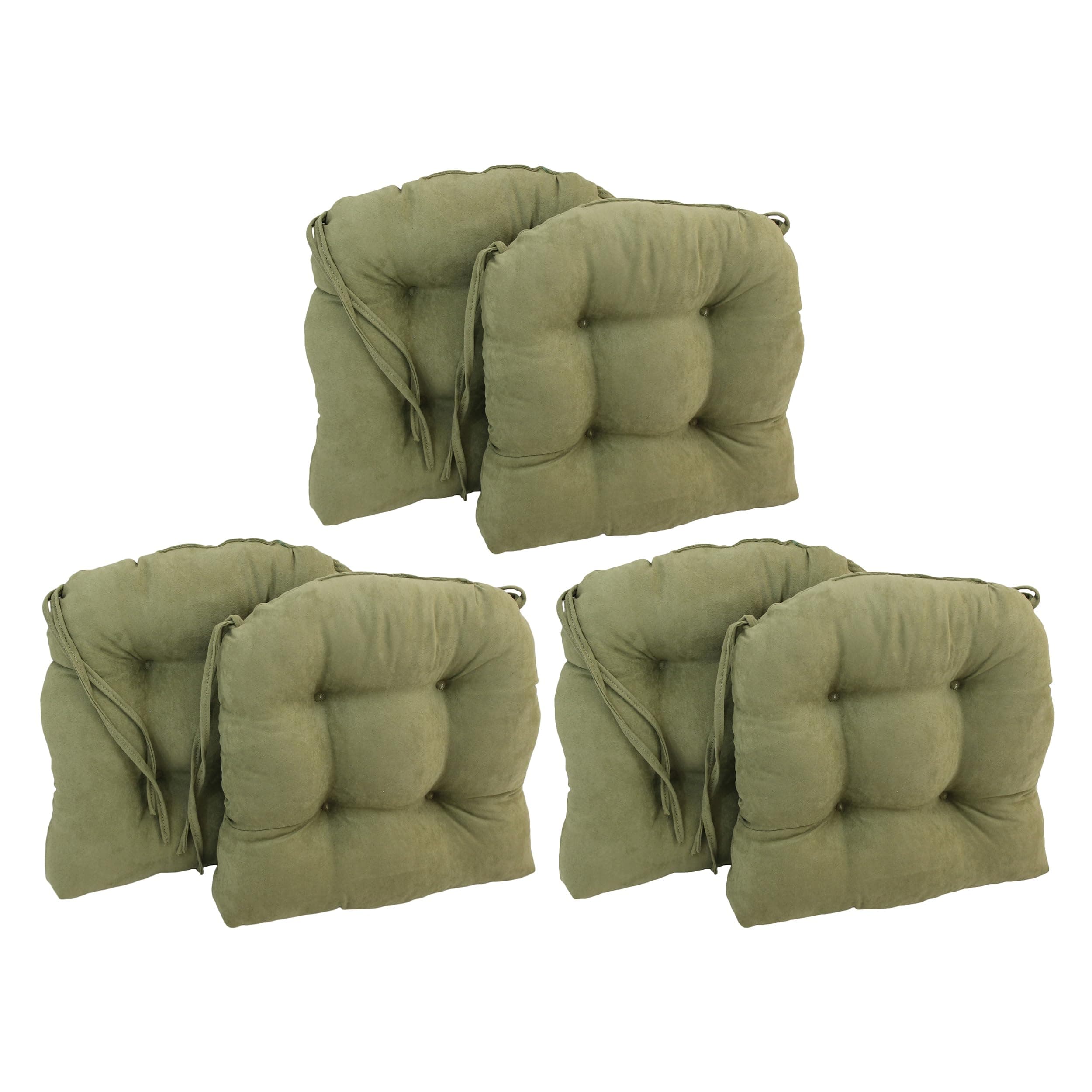 Blazing Needles 16-inch U-Shaped Indoor Microsuede Chair Cushions (Set of 2, 4, or 6) Sage Green Set of 6