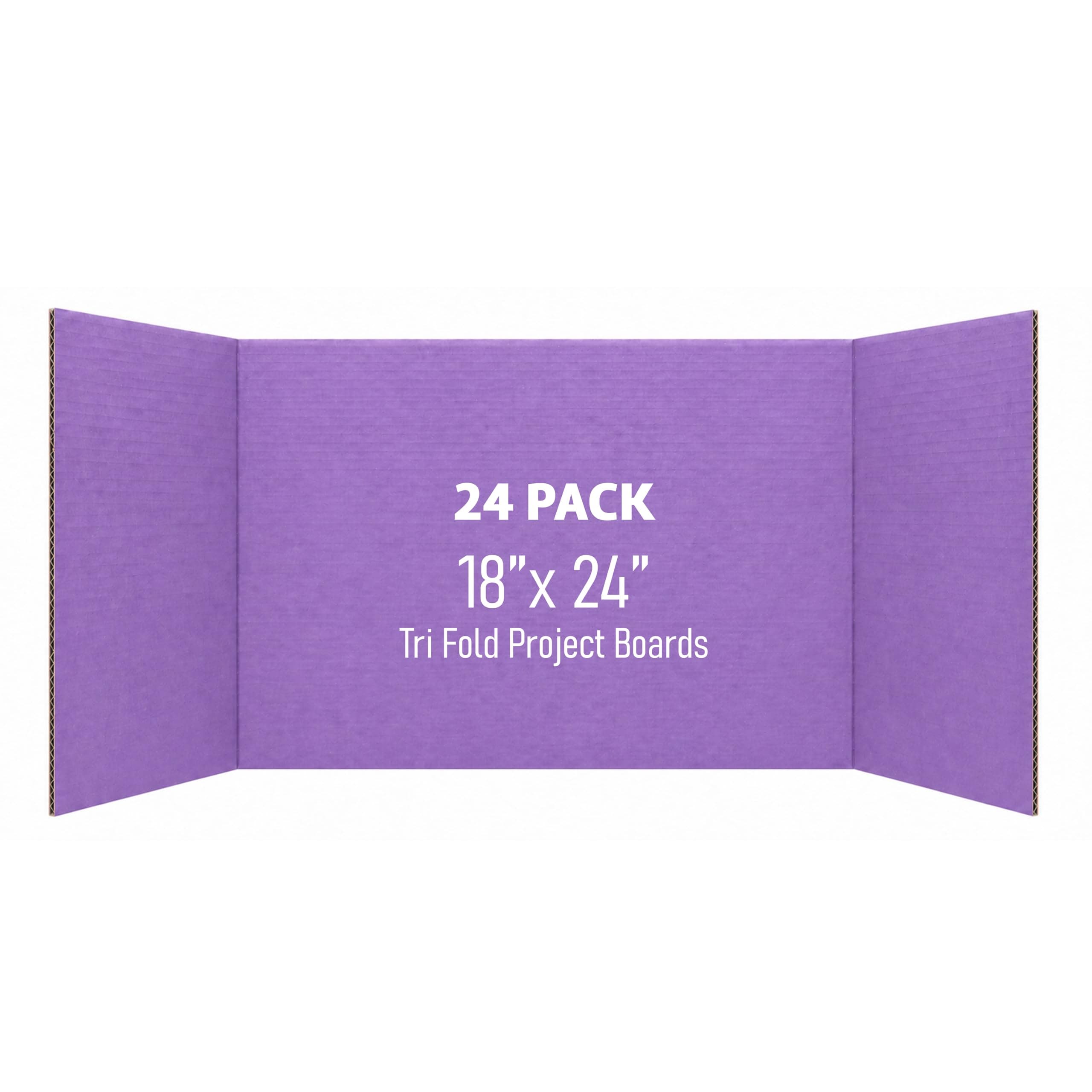 Flipside Products 18" x 48" Purple Project Boards, Pack of 24, Trifold, Presentation Board, DIY Projects, Small Display, Science Fair, Classroom, Clubs, 4H, Graduation