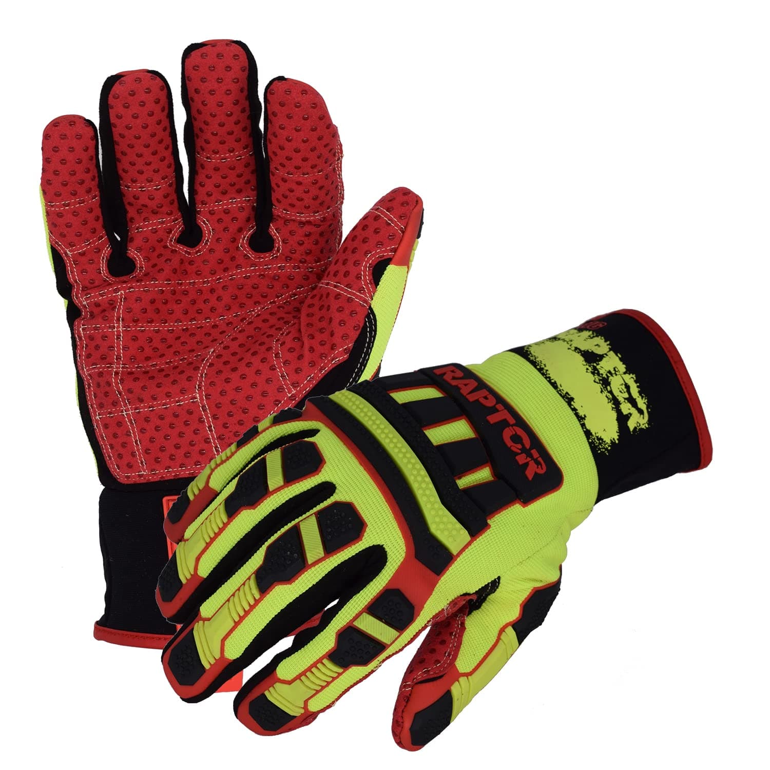 Azusa Safety RIG RAPTOR Heavy Duty Cut Resistant Impact Protection Textured Work Gloves, Small (1 Pair)
