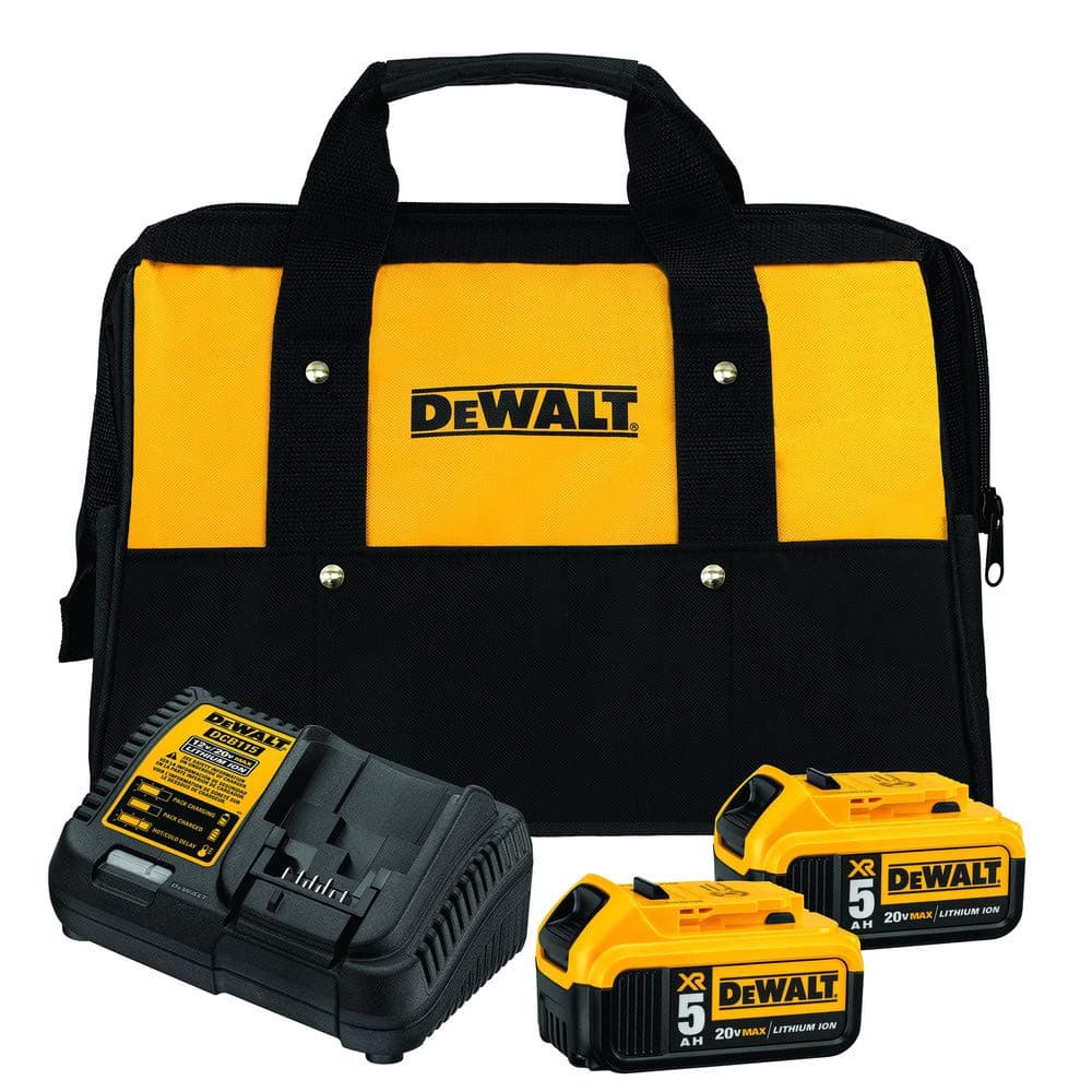 DEWALT 20V MAX Battery Charging Kit, Includes Charger and 2 Batteries, 5Ah, Includes Small Storage Bag (DCB205-2CK)