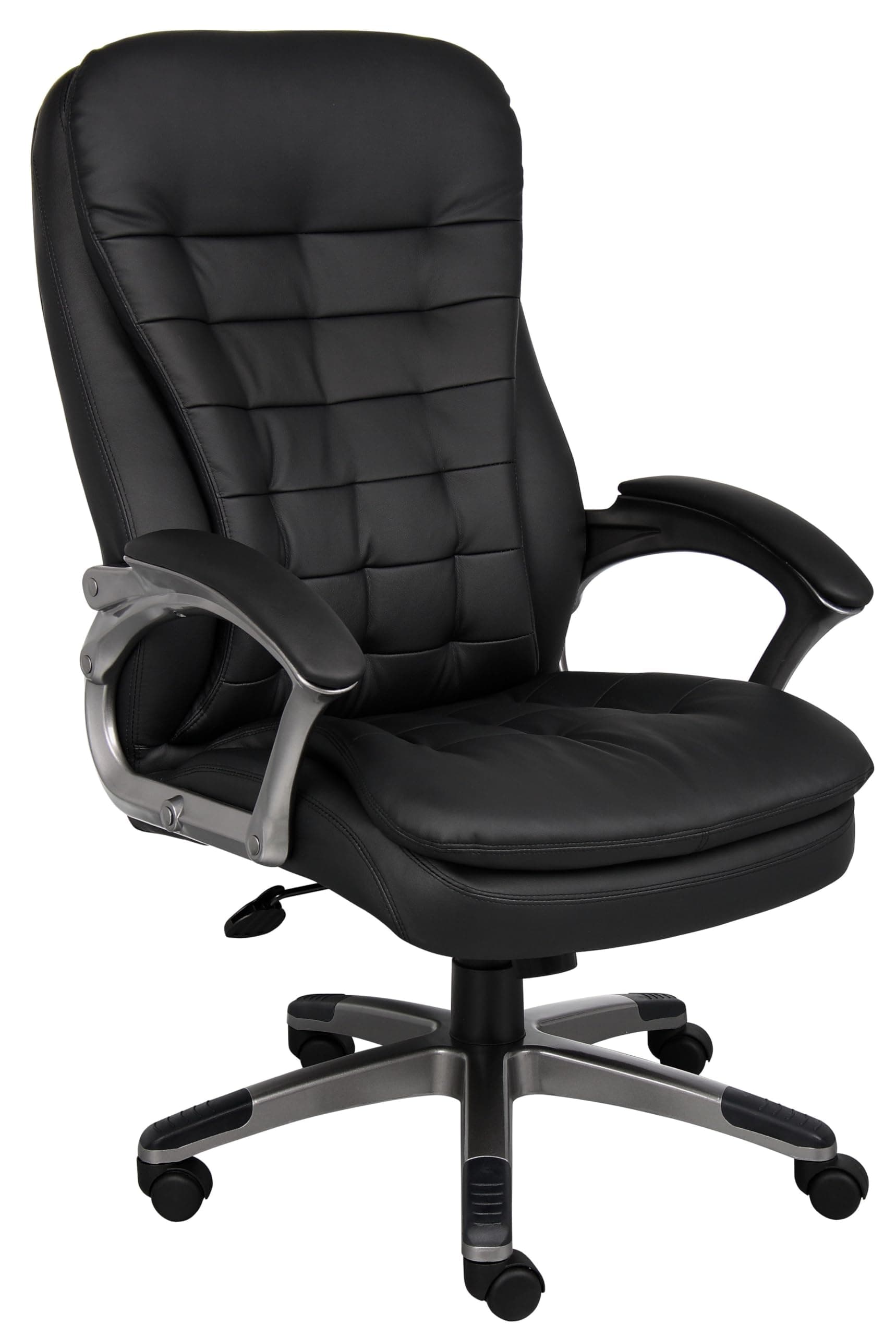 Boss Office Products B9331 High Back Executive Chair with Pewter Finsh, Black