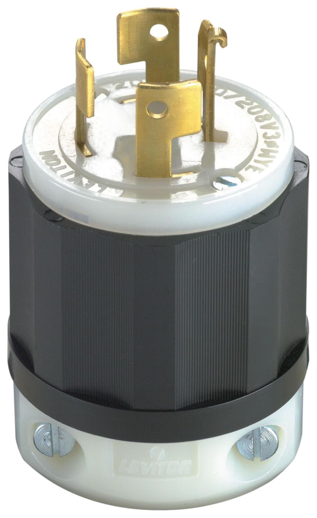 Leviton 7411-C 20-Amp, 120/208-Volt, 3PY, Locking Plug, Industrial Grade, Non-Grounding (Black)