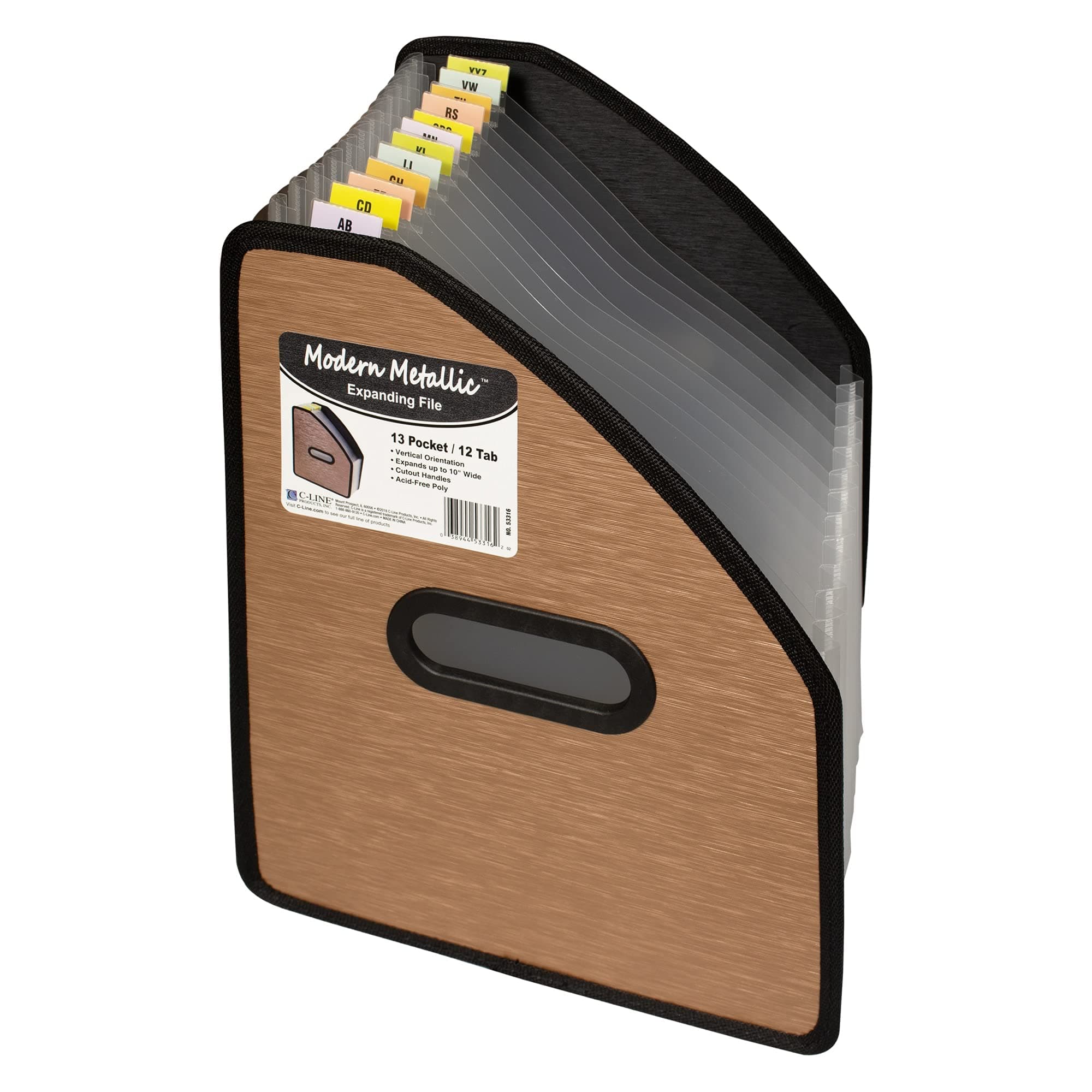 C-Line Modern Metallic Stand-up Expanding File, Bronze, 3/4" x 10 1/4" x 12 3/4"