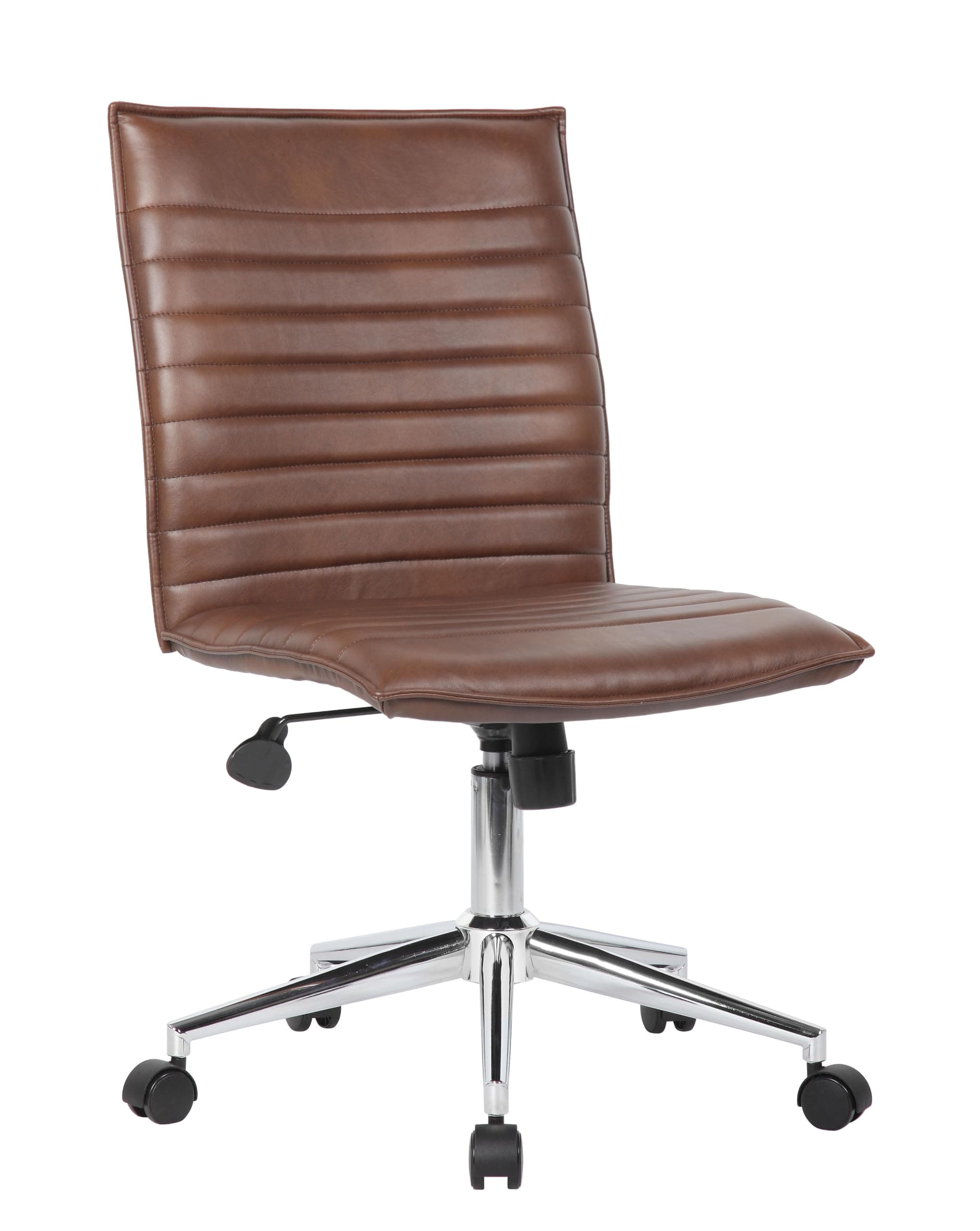 Boss Office Products Modern Vinyl Armless Hospitality Office Chair, Brown