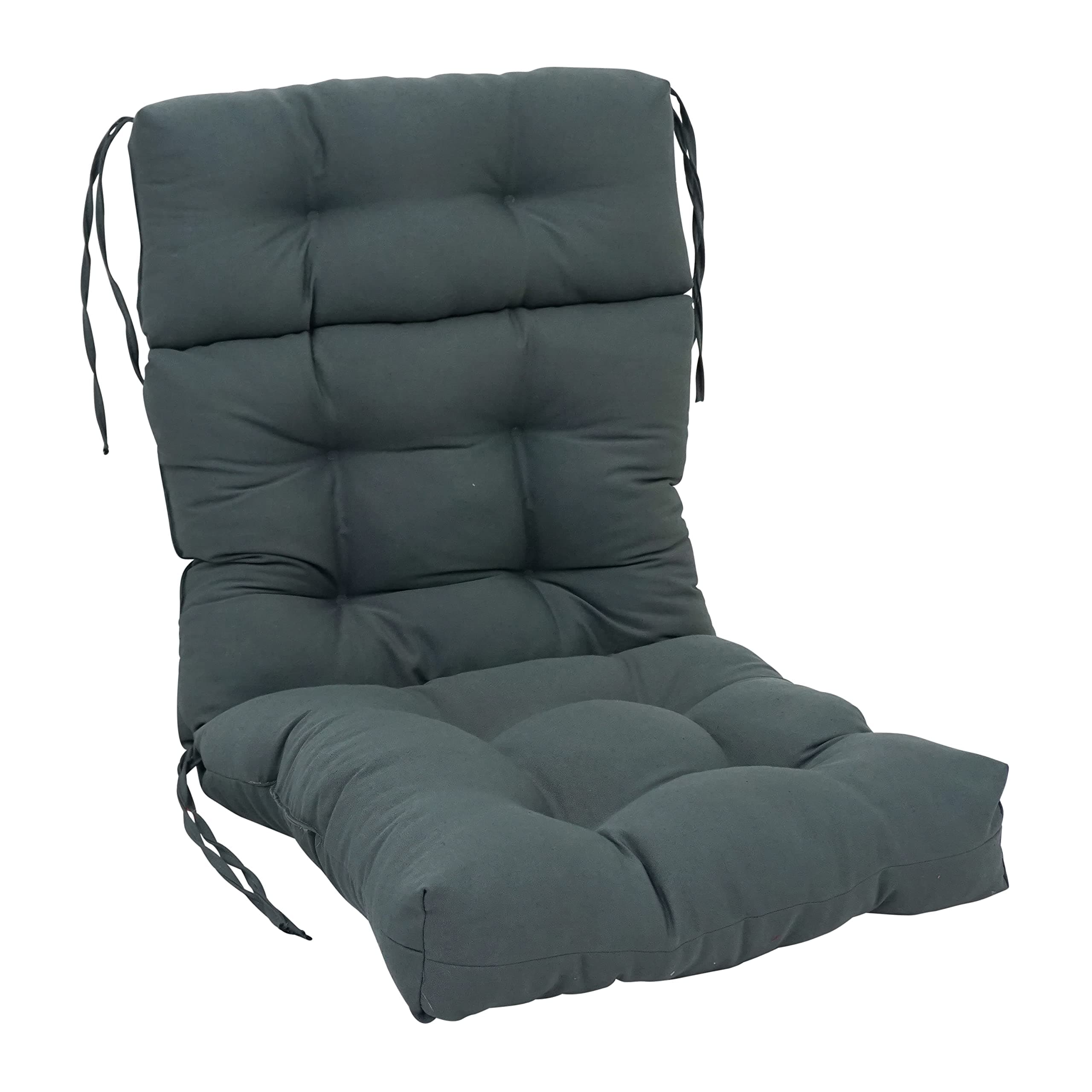 Blazing Needles 20 42-inch Twill Seat/Back Tufted Chair Cushion, 20" x 42", Steel Grey