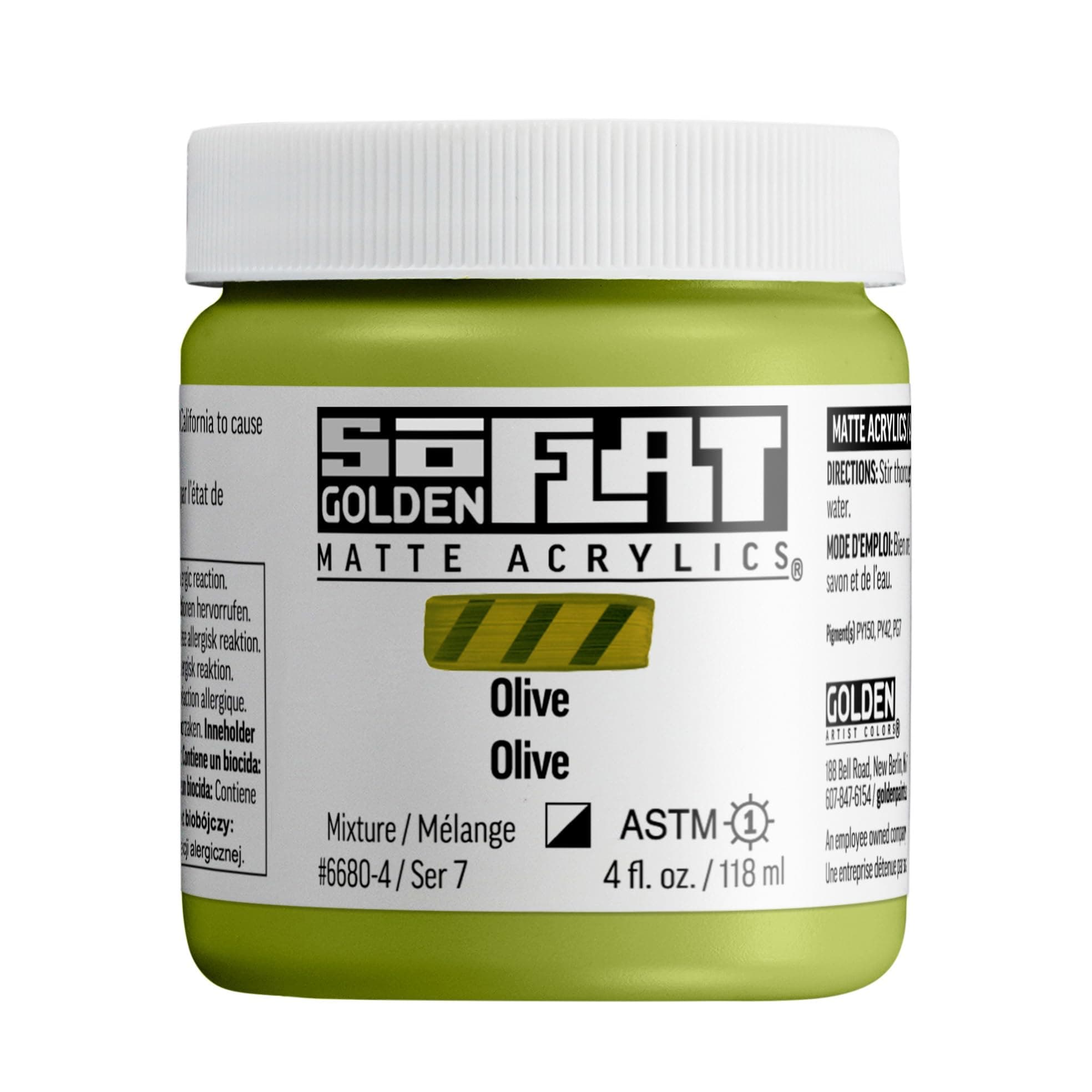 Golden SoFlat Acrylics, Olive, 4 fl. oz./ 118 ml Jar