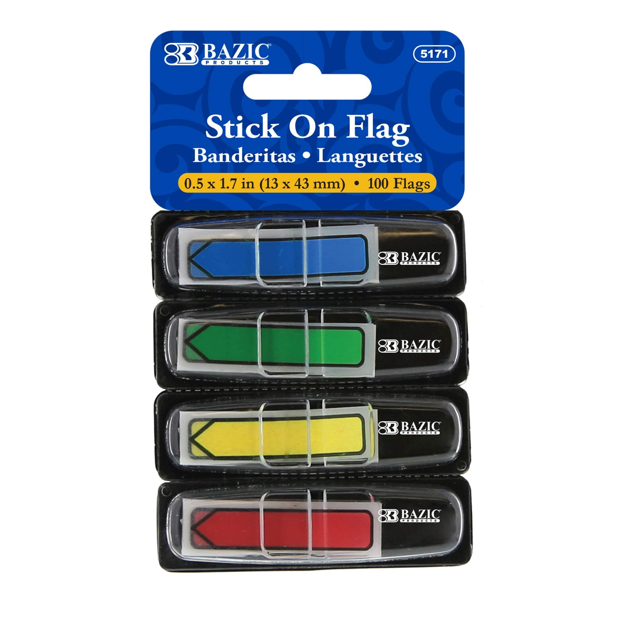 BAZIC Products Neon Printed Arrow Flags w/Dispenser, 25 Flags, 4 Disp.