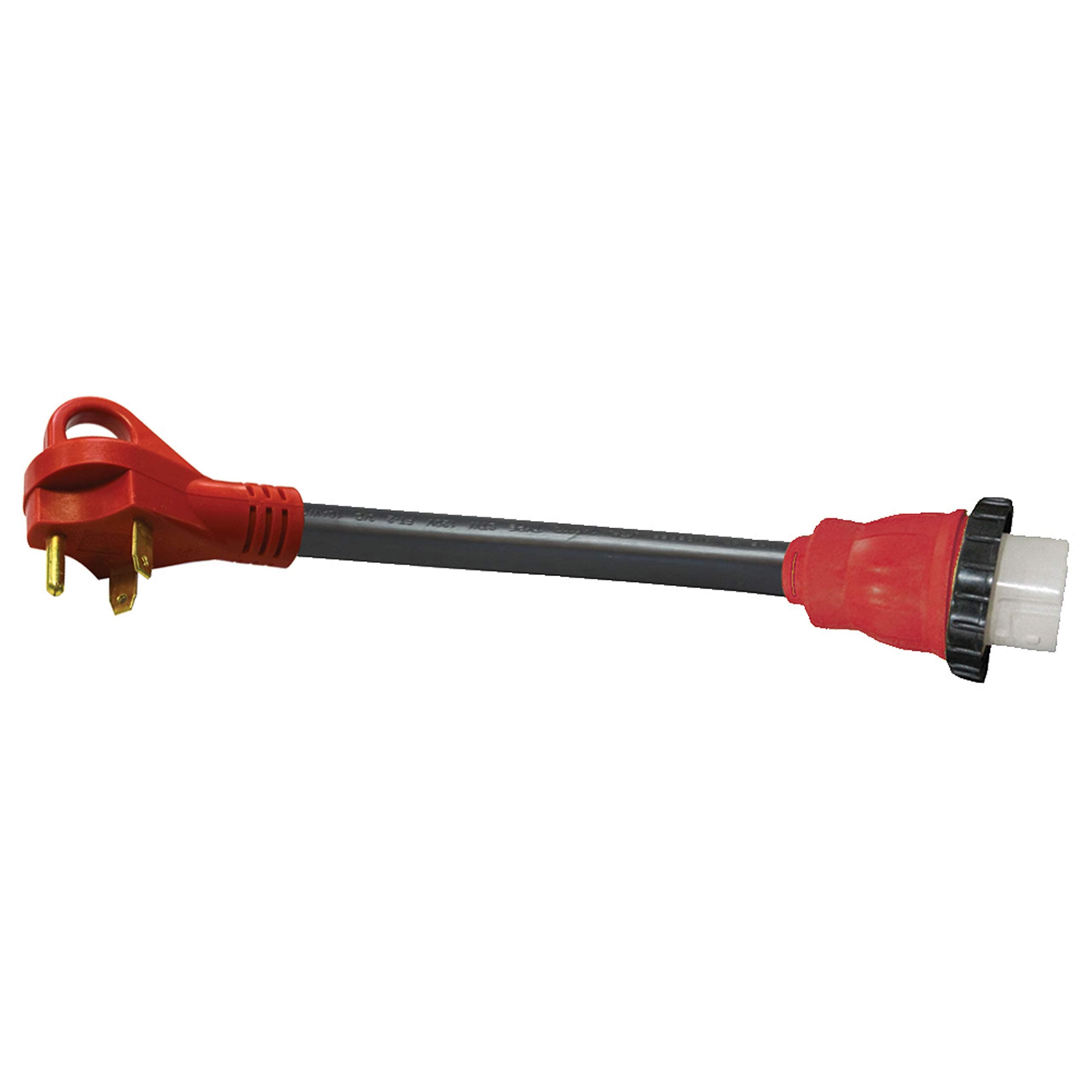 Valterra A10-3050HDVP Mighty Cord Detachable 12" Adapter Cord w/Handle - 30AM to 50AF, Red (Carded)