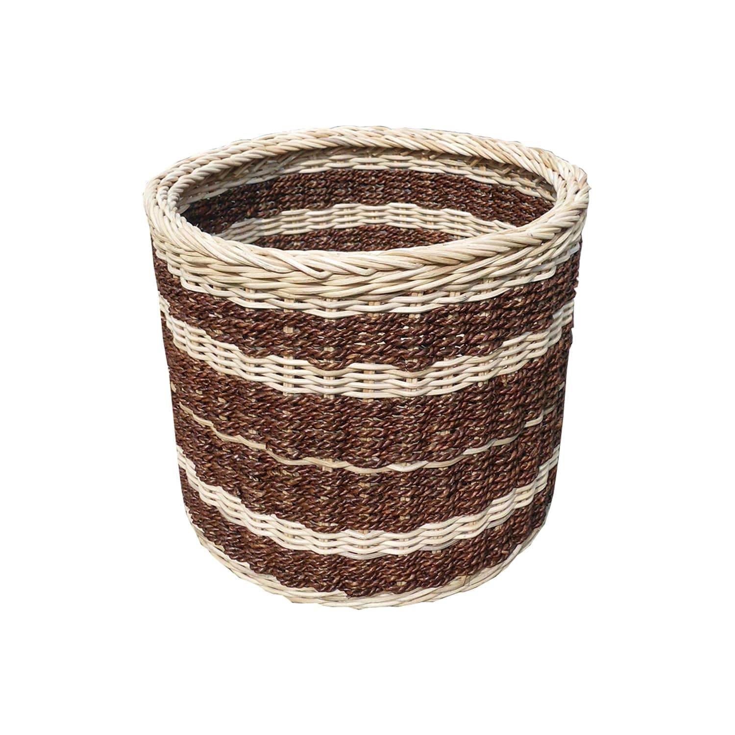 D-Art Collection Round Abaca Dominant Wicker/Rattan Storage Basket in Natural